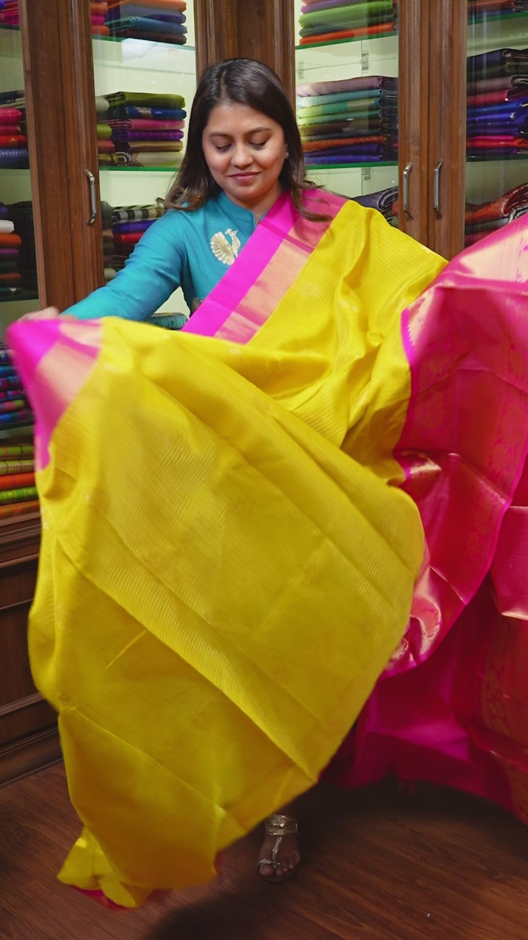 Mango Yellow With Pink Pure Silk Cotton Saree
