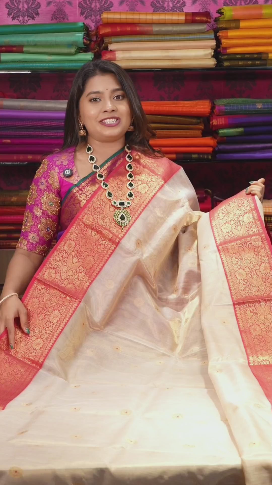 Sandal With Red Katan Silk Handloom Saree