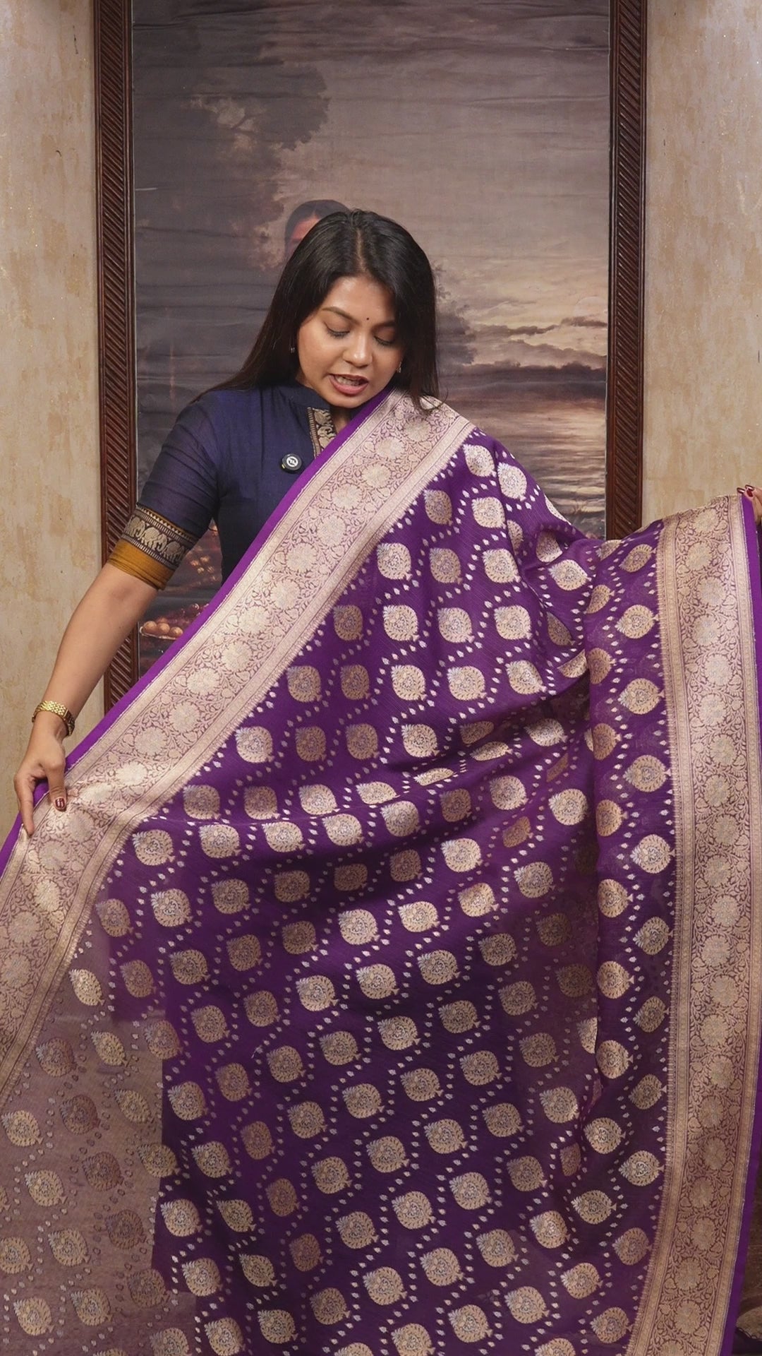Purple Banarasi Kota Silk Saree