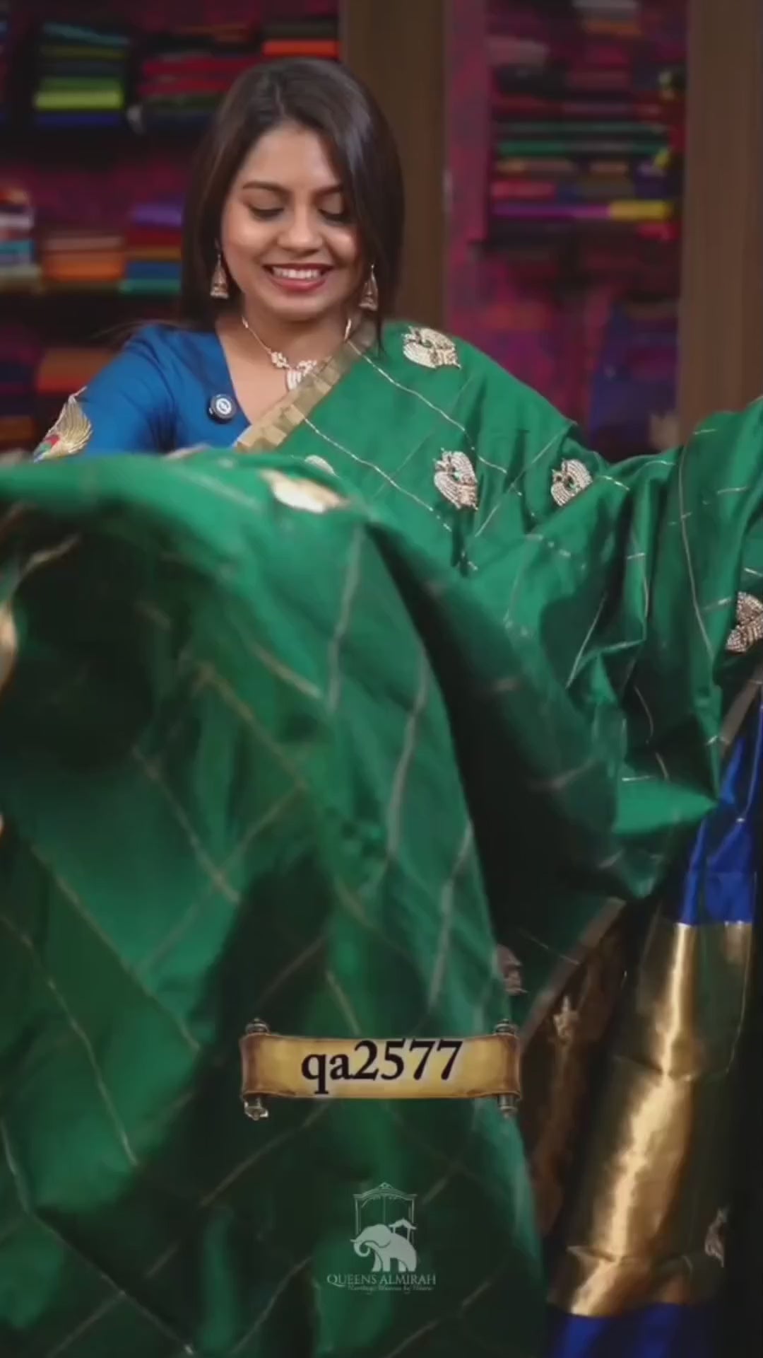 Dark Green Ganda Berunda Chanderi Silk Saree
