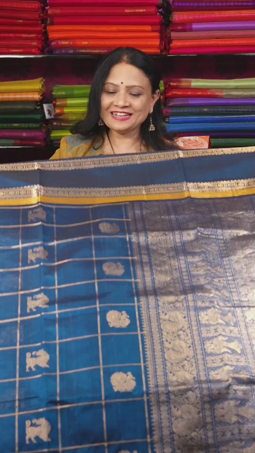 Mayil Kazhuthu Blue Chettinad Silk Cotton Saree