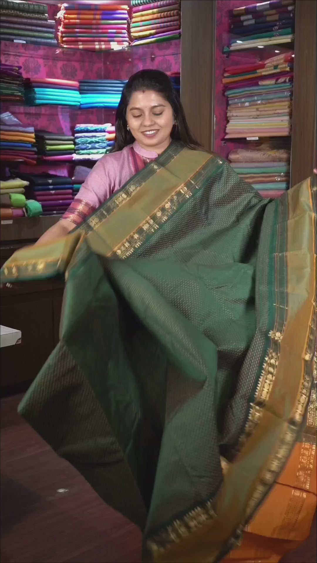 Dark Green With Mustard Yellow Budget Silk Cotton Saree