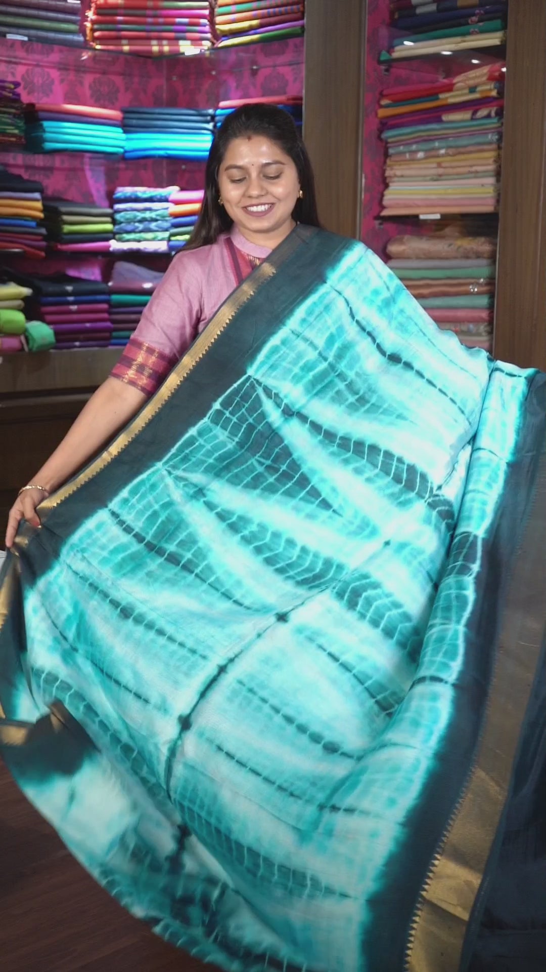 Peacock Blue Shibori Mangalgiri Saree