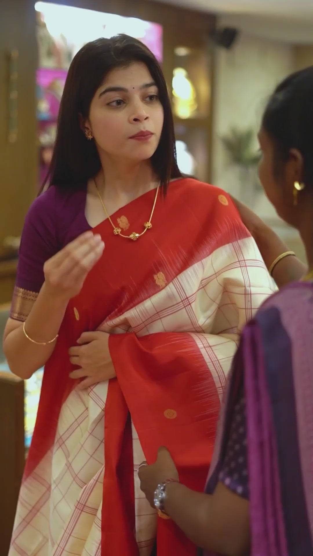 Milk White With Red Pure Soft Silk Saree