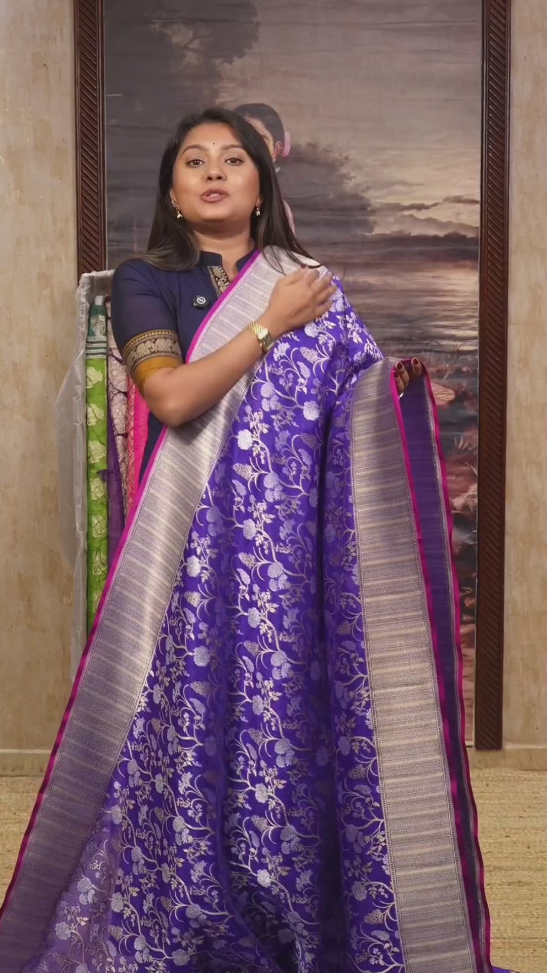 Dark Purple Banarasi Soft Silk Saree
