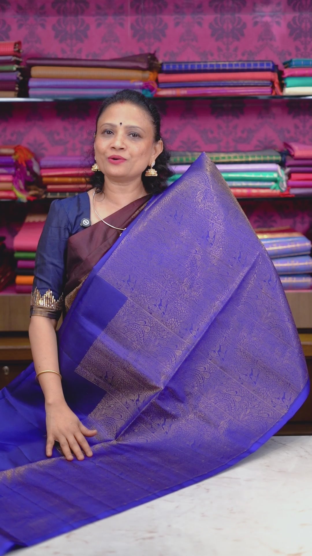 Indigo Raising Border Pure Soft Silk Saree
