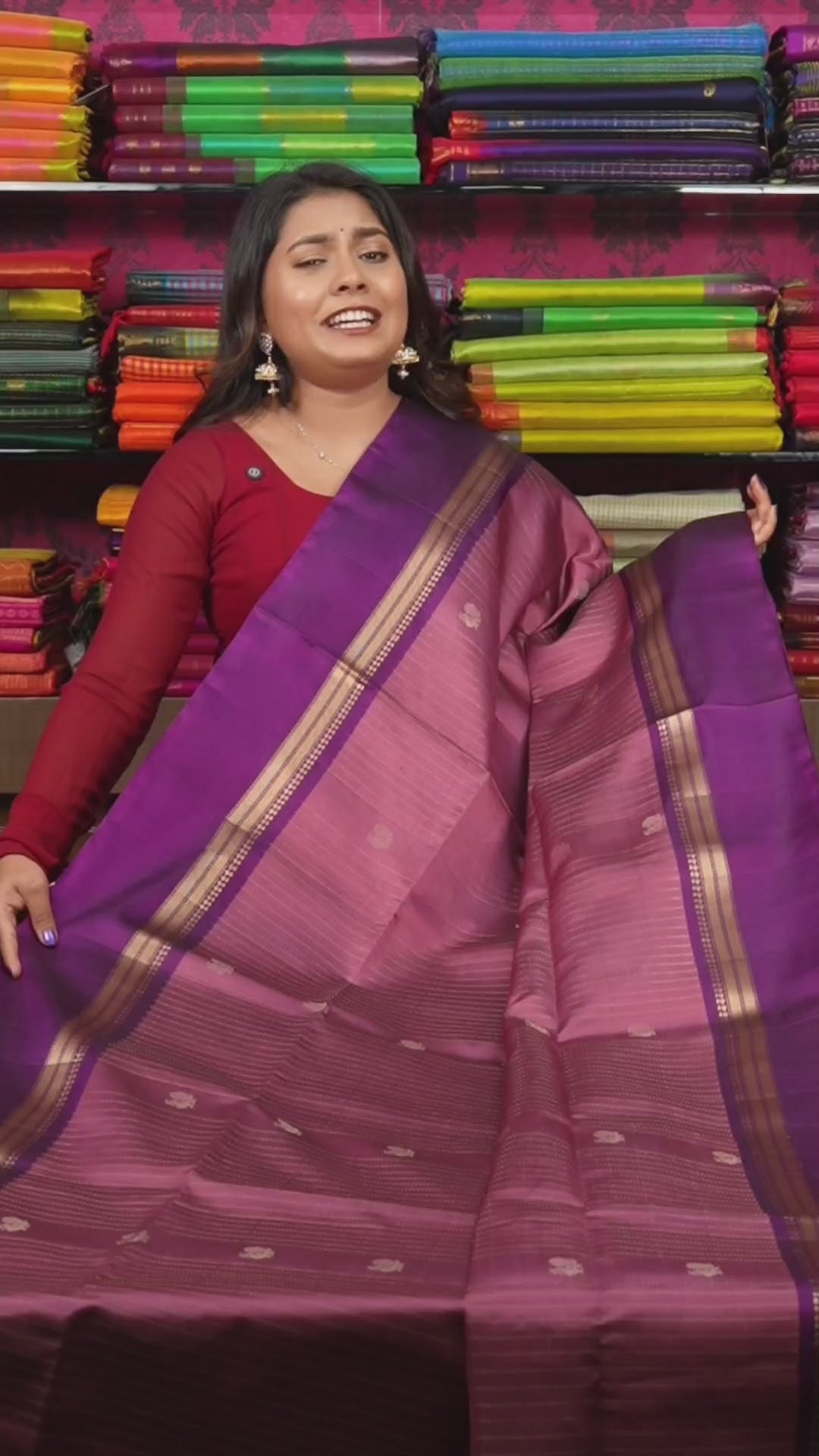 Pink With Purple Pure Soft Silk Saree