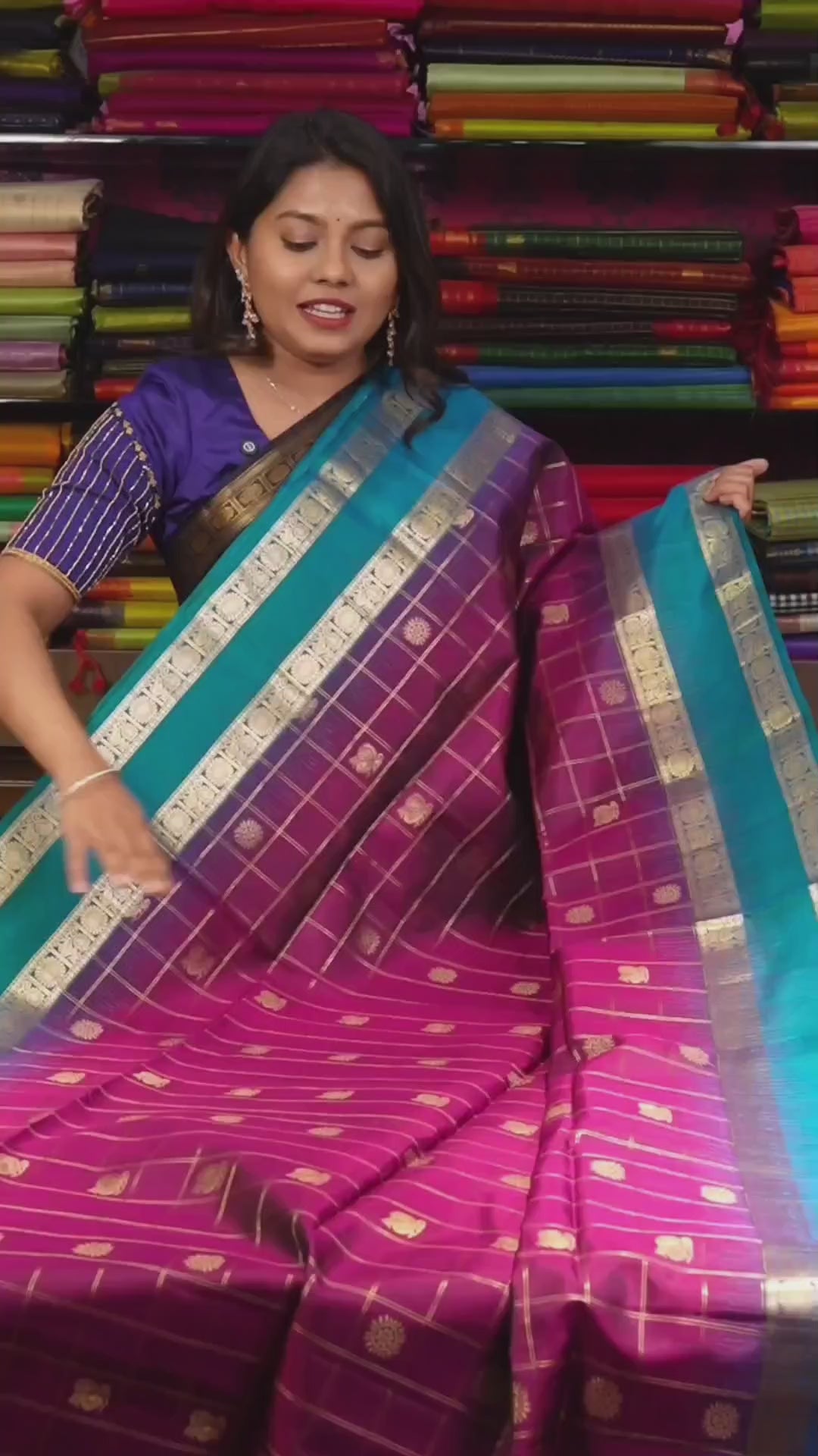 Purple With Ramar Green Pure Soft Silk Saree