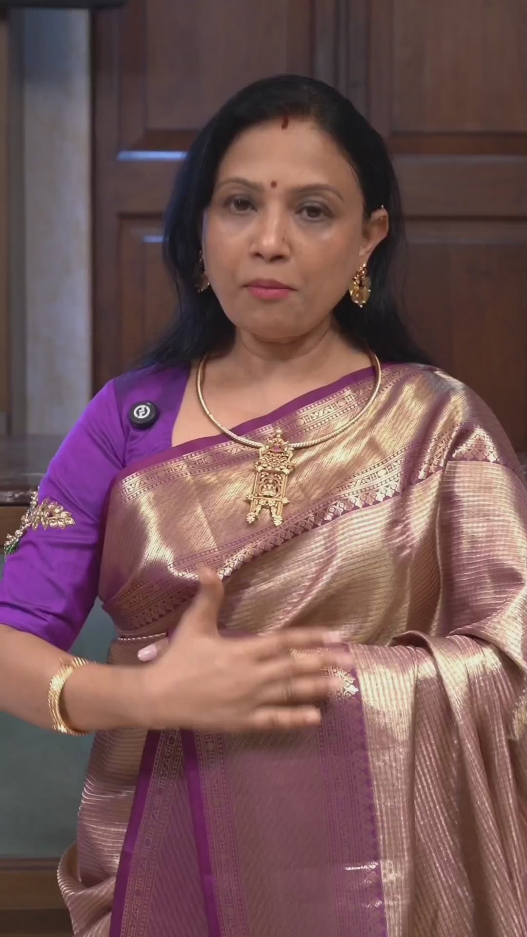 Golden With Purple Chettinad Inspired kanchivaram Soft Silk Saree