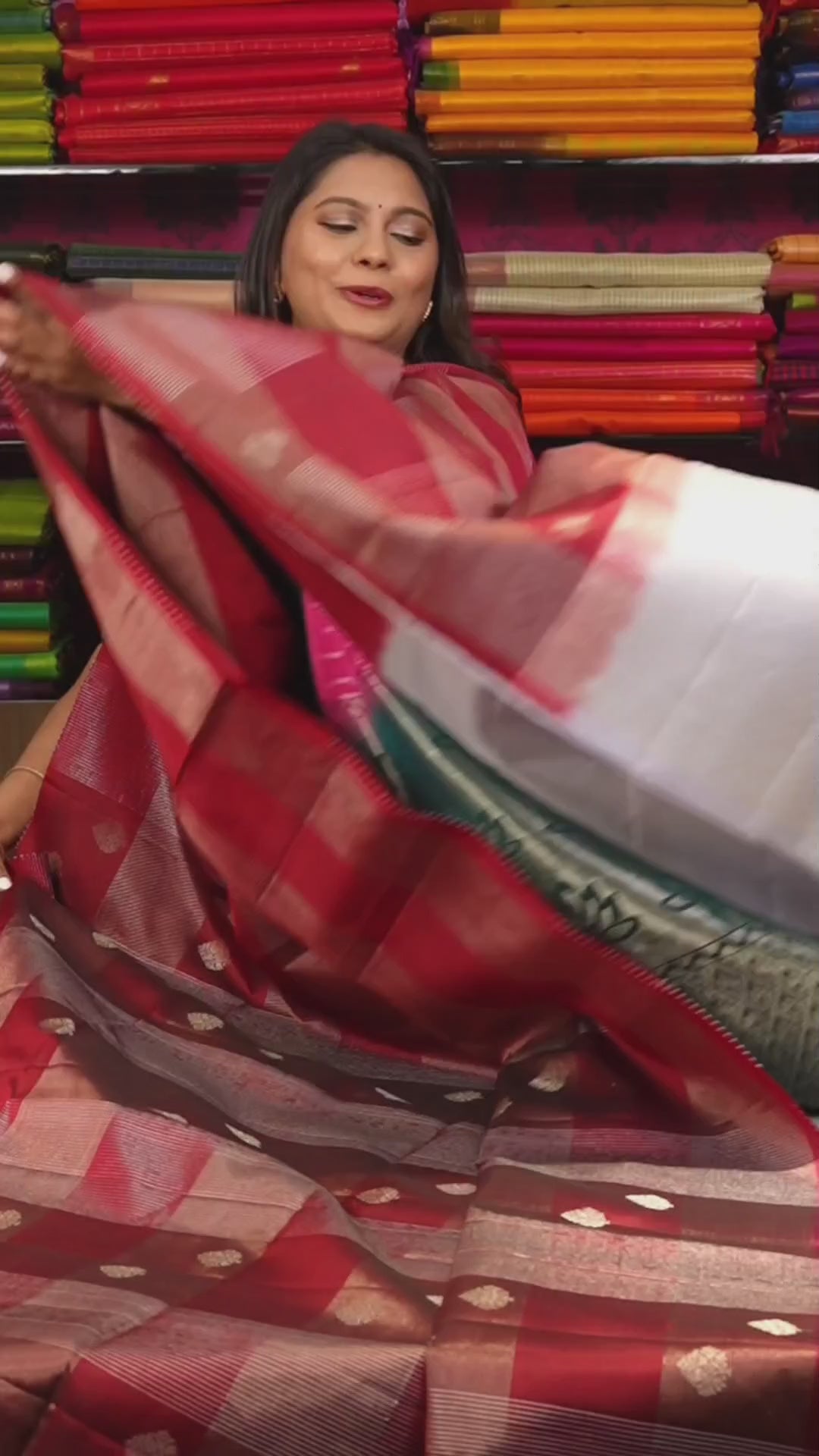 Maroon Vairaoosi Kattam With Silver Grey Pure Soft Silk Saree