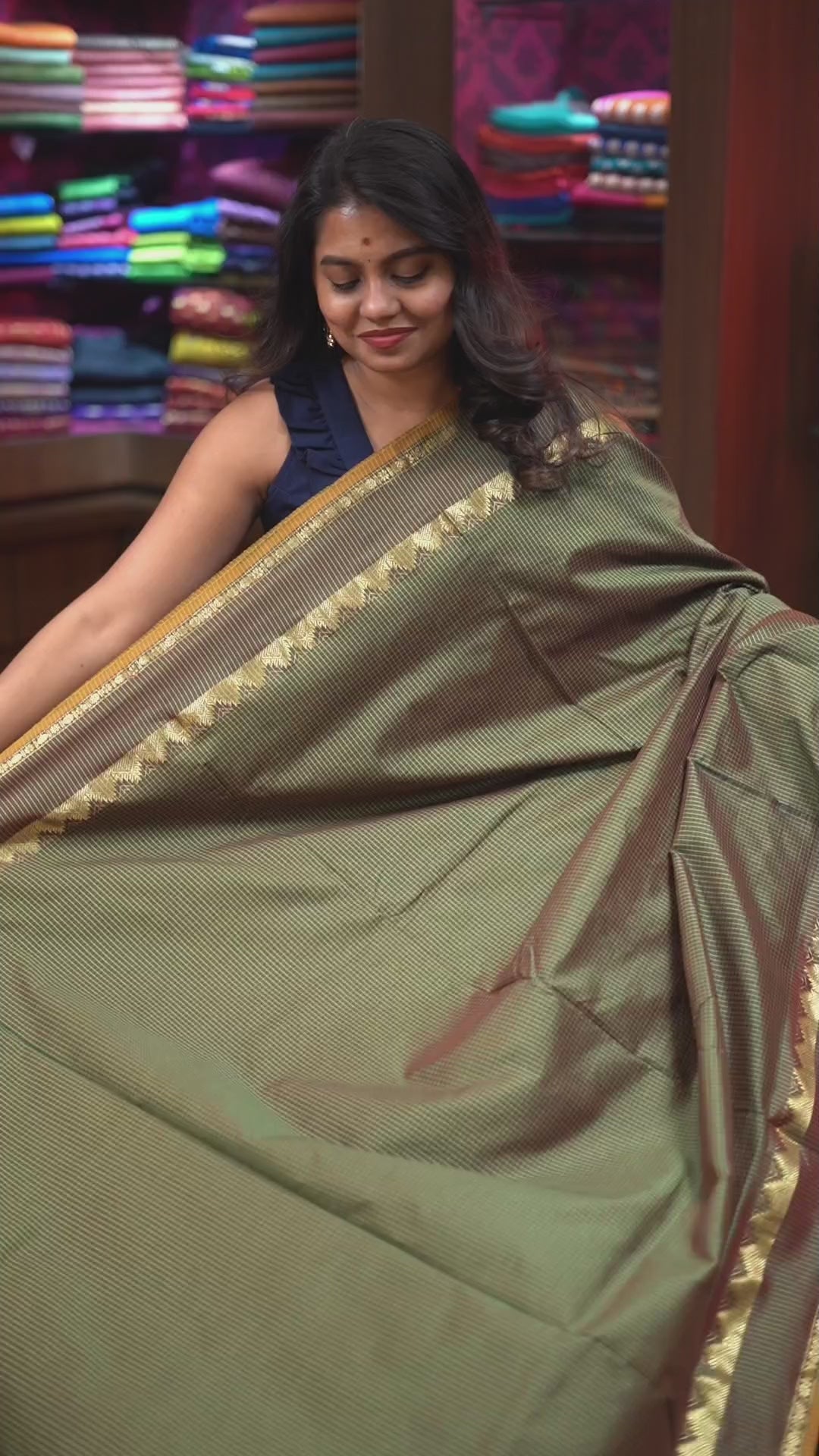 Algae Green With Yellow Semi Silk Cotton Saree
