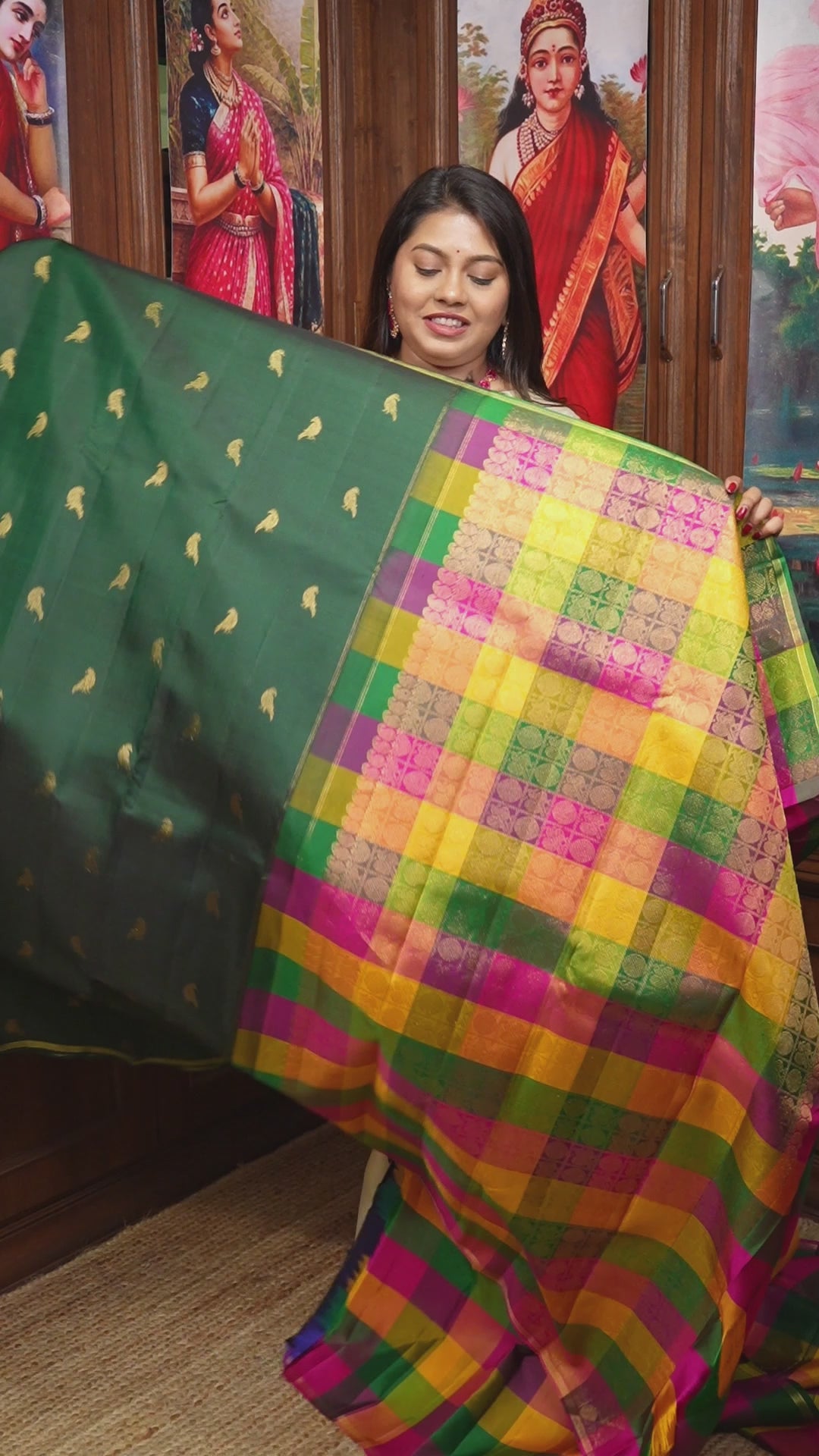 Green With Pazhum Pazhamum Pure Kanchivaram Silk Saree