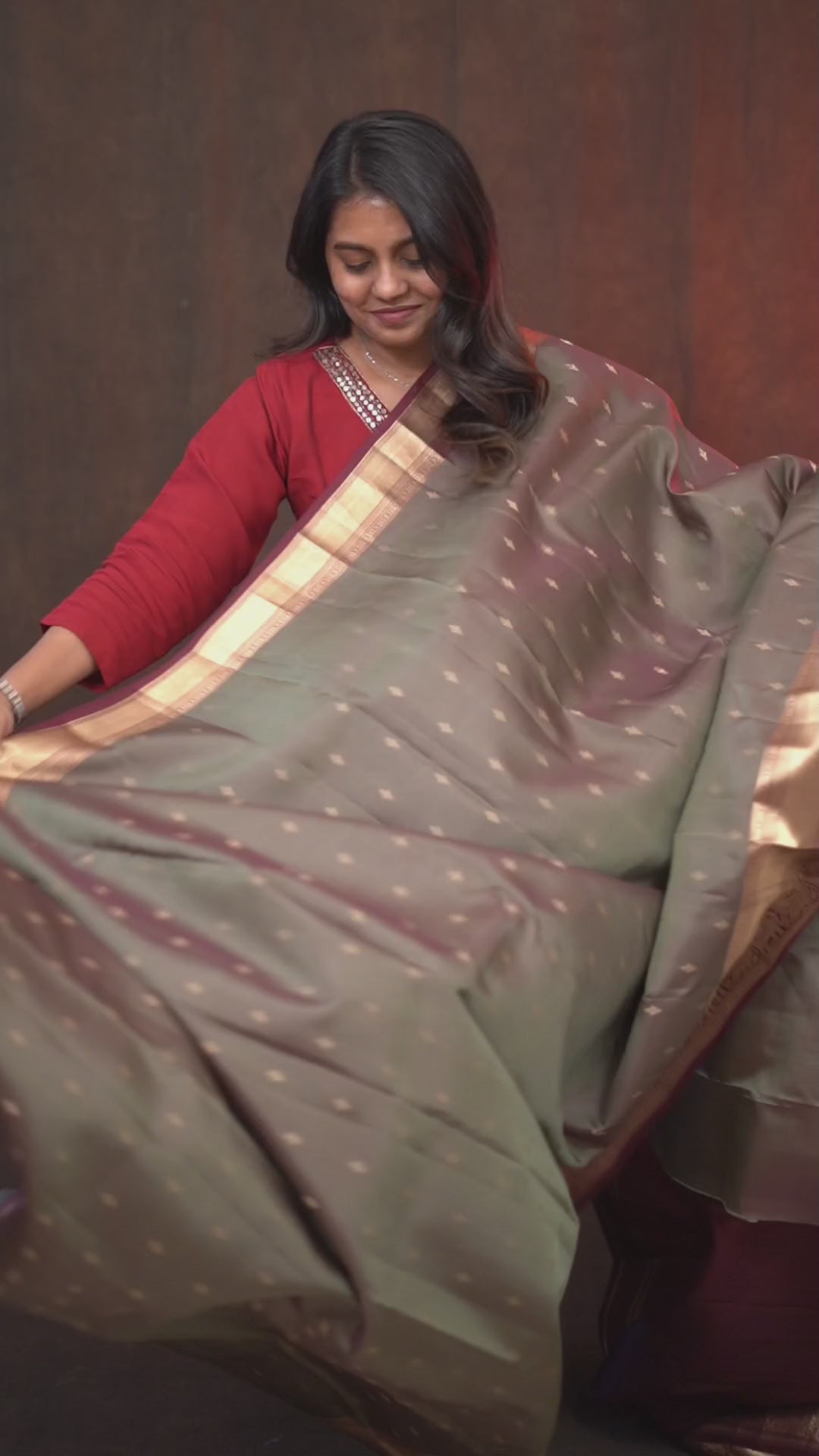 Olive Grey Pure Kanchivaram Silk Saree