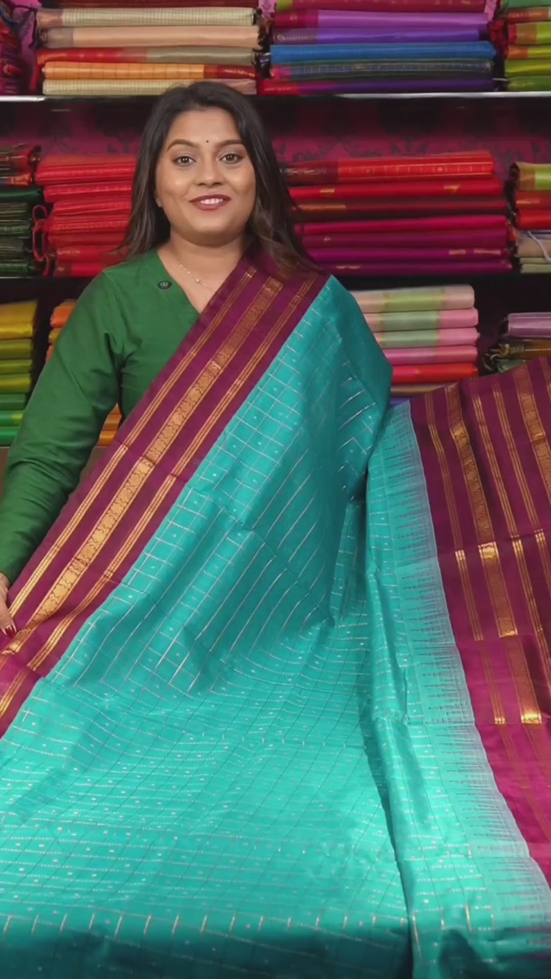 Blue With Purple Varisapet Border Pure Silk Cotton Saree