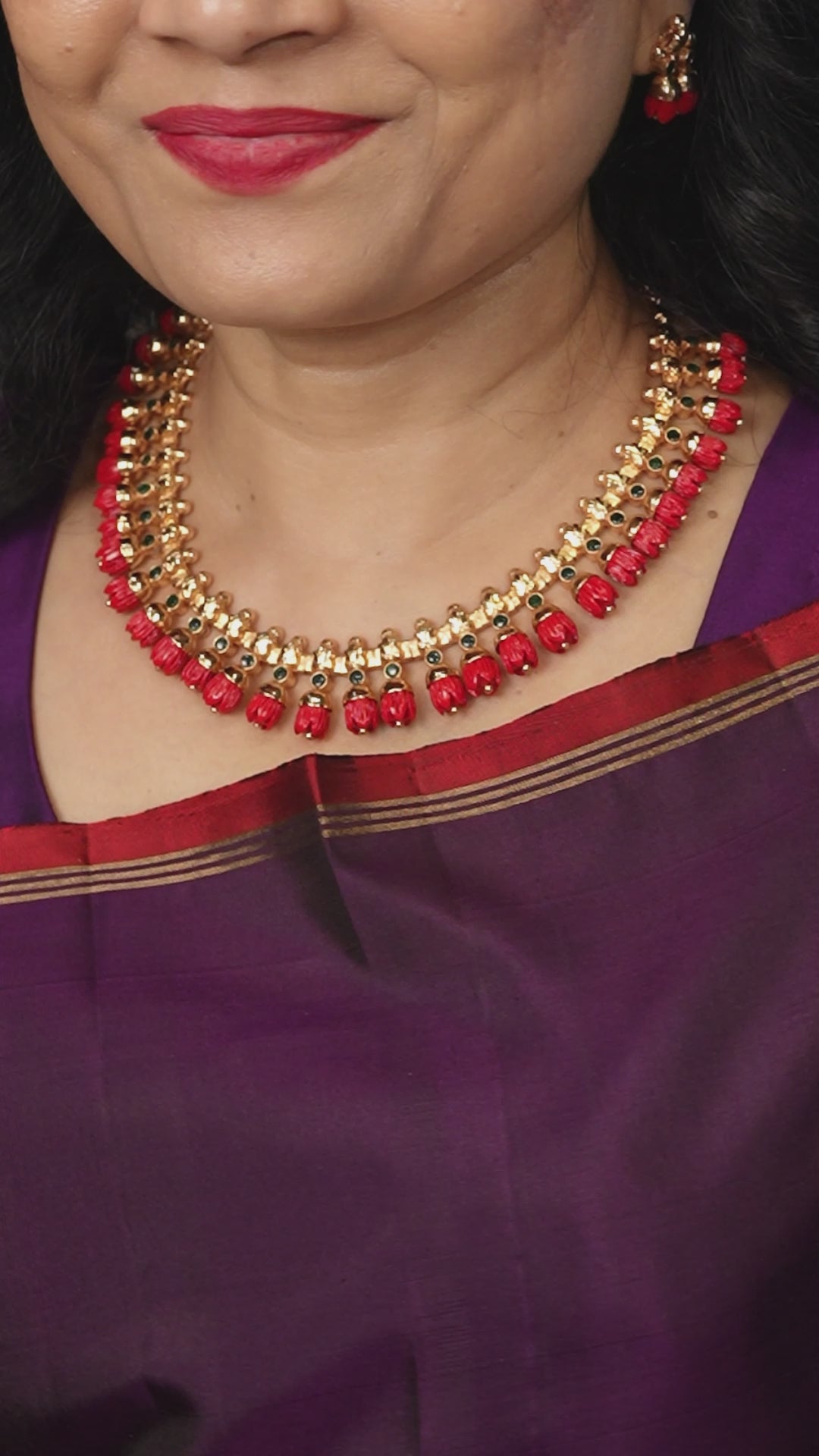 Pavalamalli Necklace - Red
