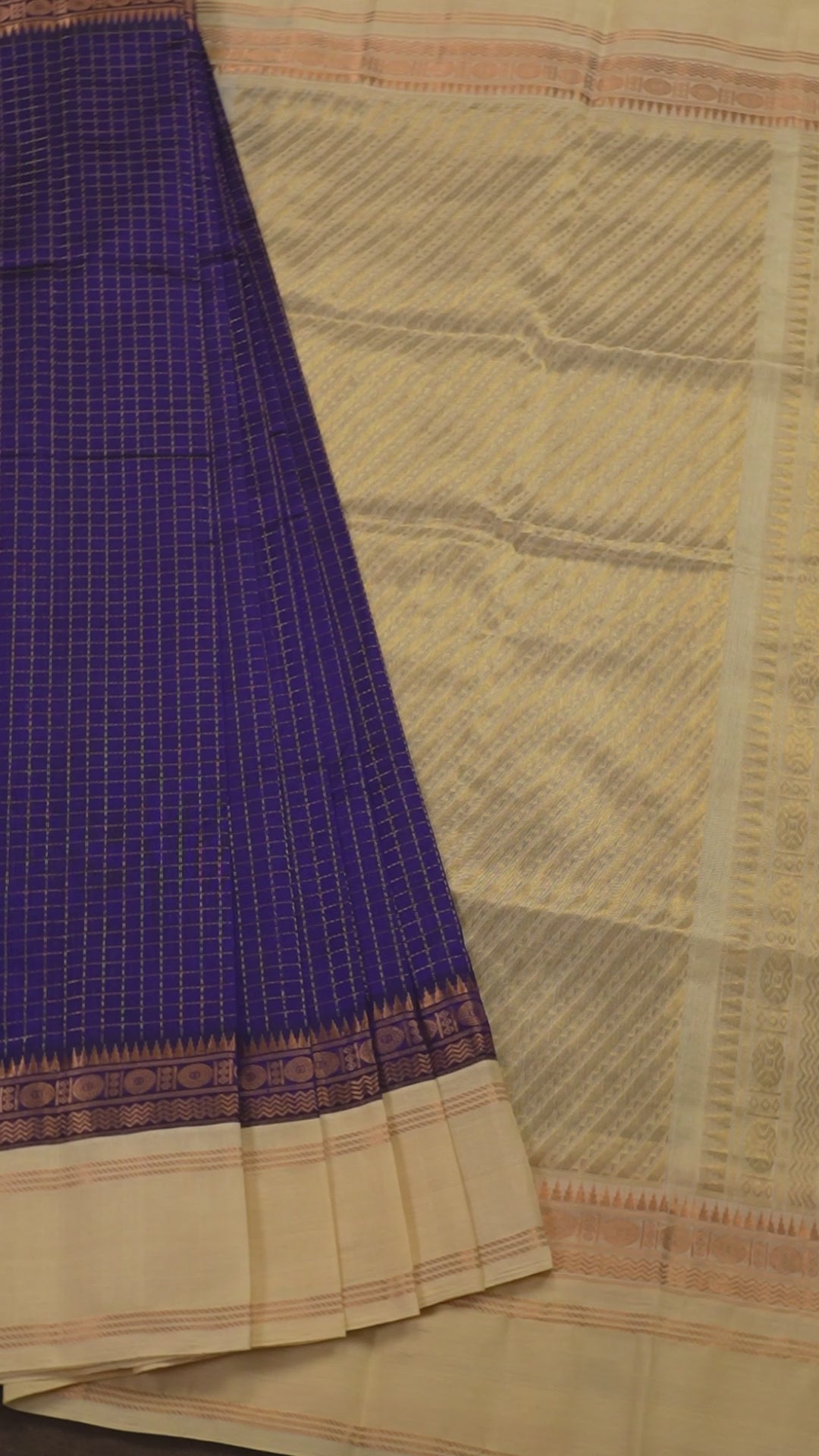 Blue With Off White Pure Silk Cotton Saree