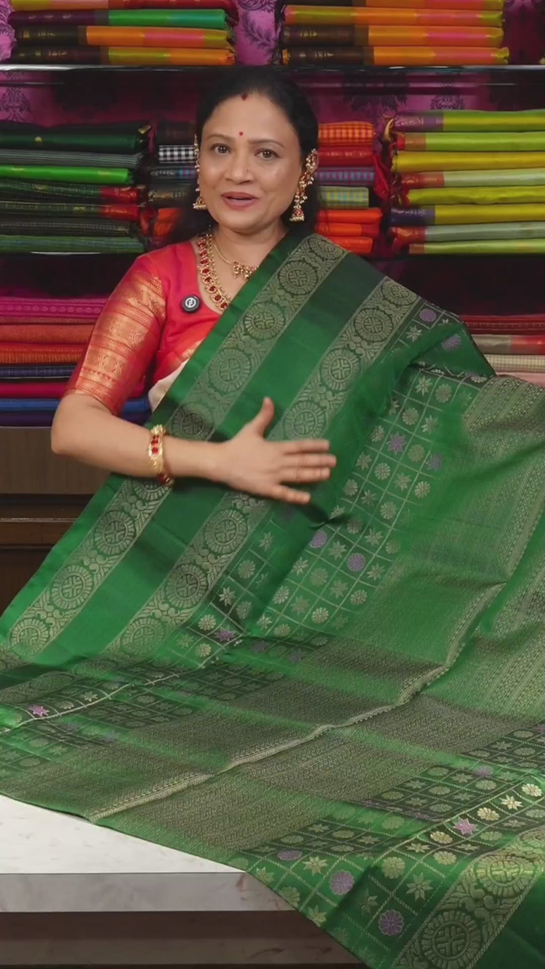Meenakshi Green Athangudi Inspired Pure Soft Silk Saree