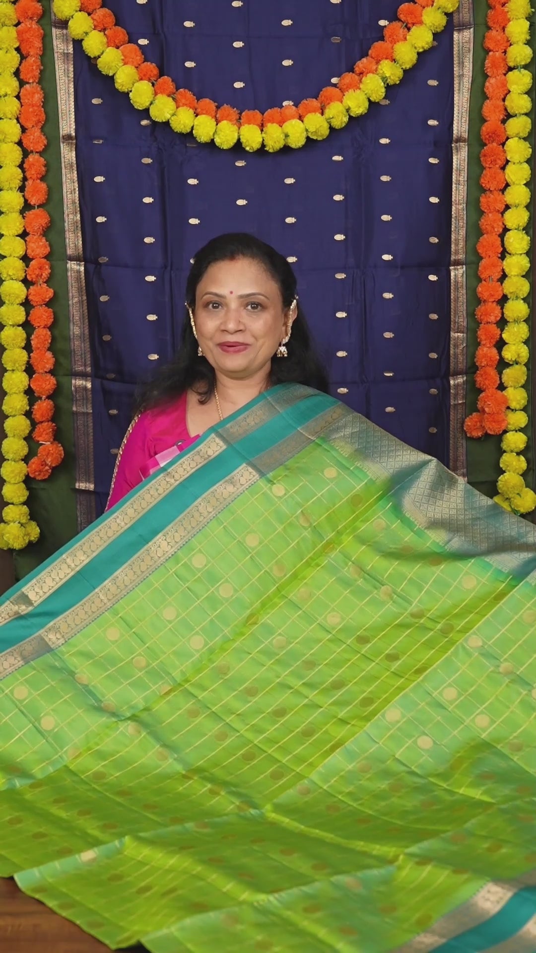 Green With Blue Pure Soft Silk Saree