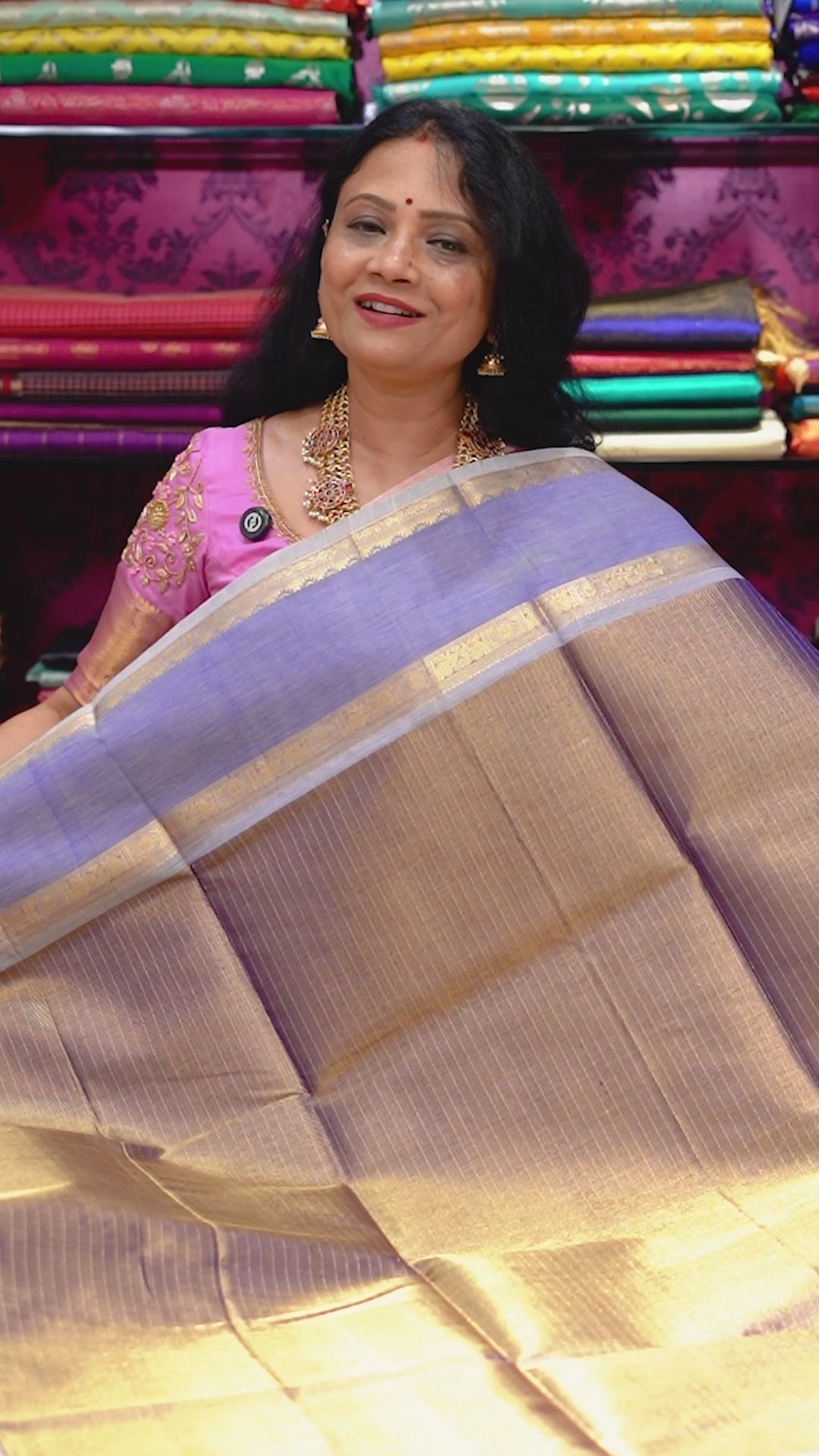 Dual Shade Of Lavender-Royal Karaikudi Chettinad Tissue Silk Cotton Saree