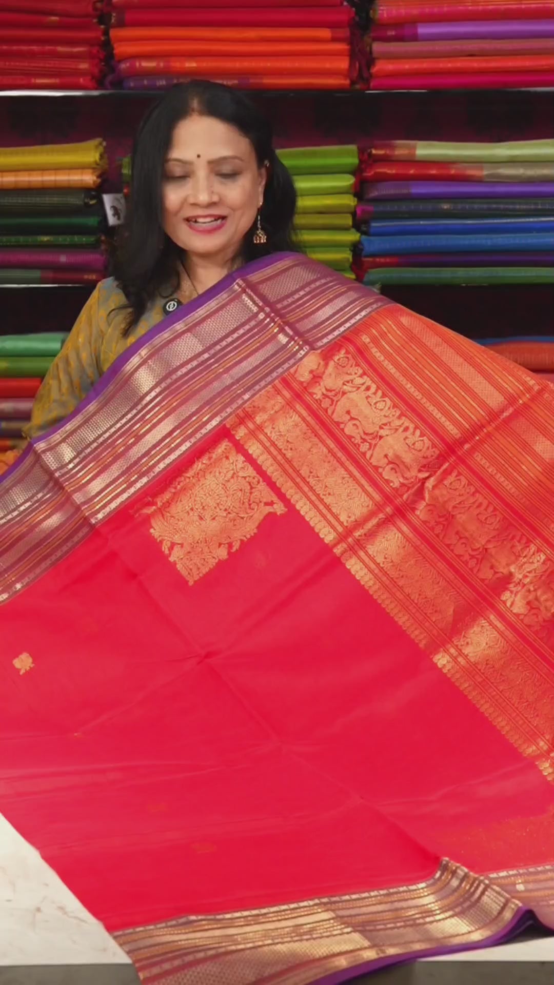 Chilly Red With Purple Chettinad Silk Cotton Saree
