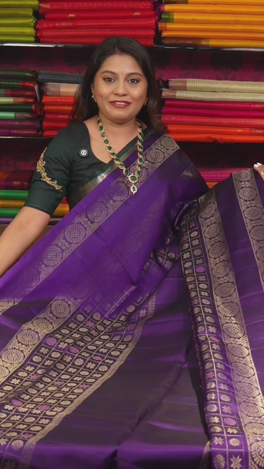 Purple Athangudi Inspired Pure Soft Silk Saree