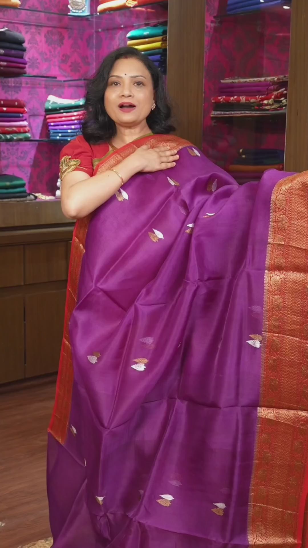 Purple With Red  Silk Organza saree