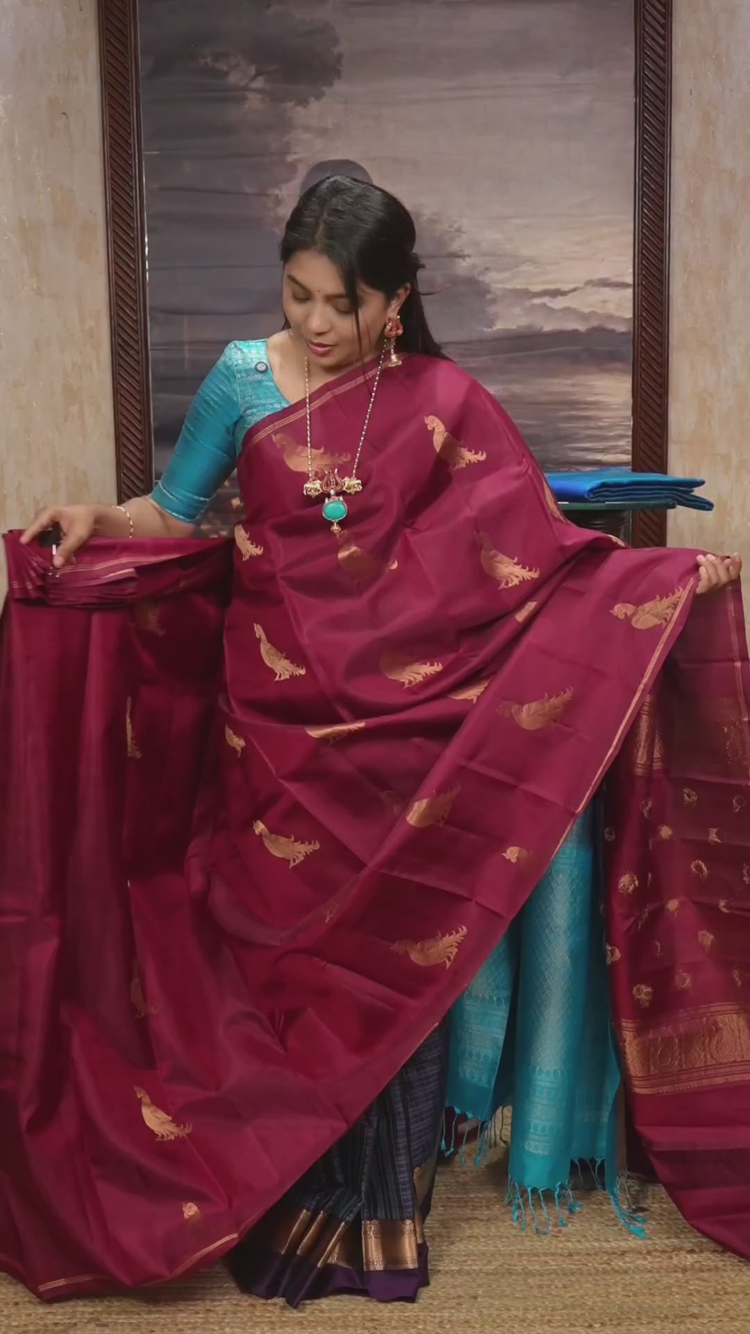Maroon Pure Kanchivaram Silk Saree