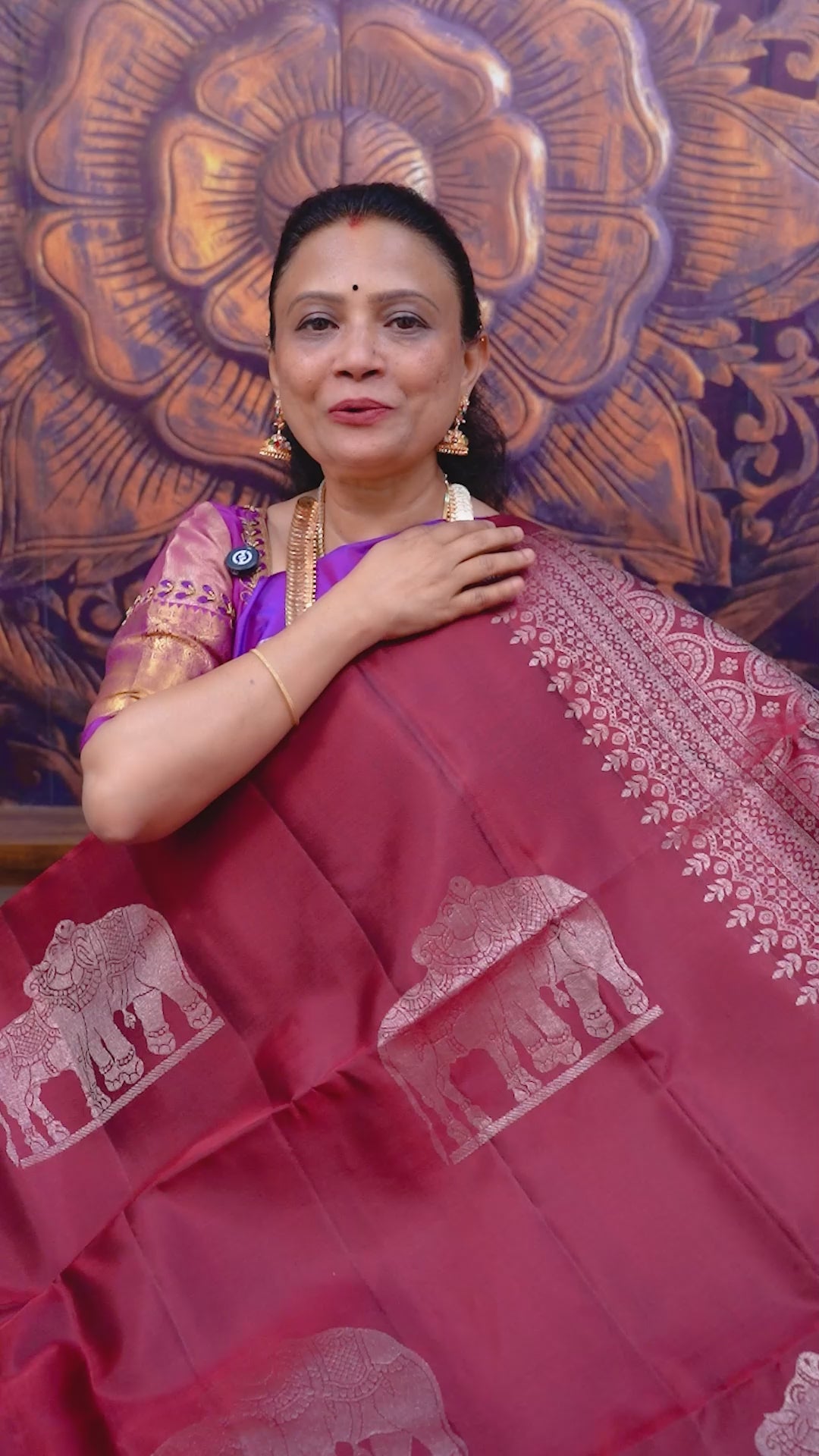 Maroon Pure Soft Silk Saree