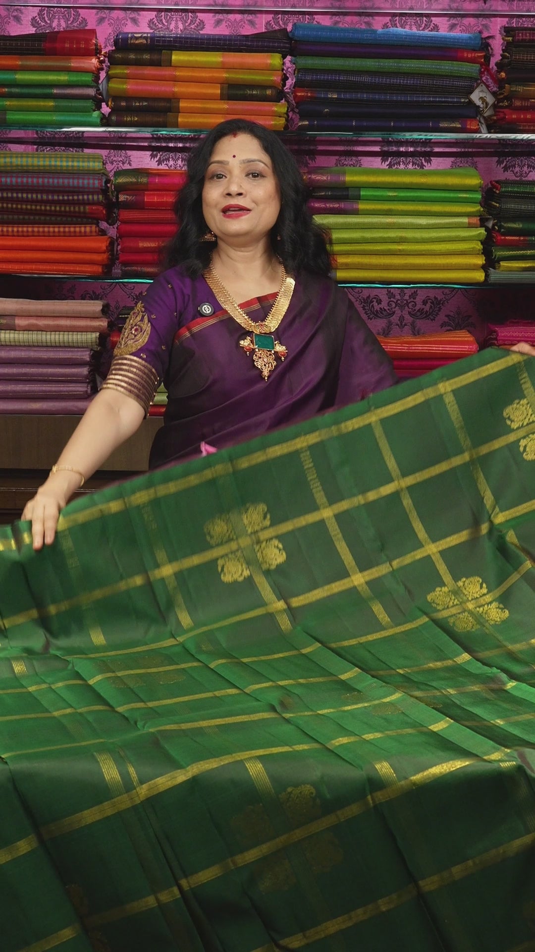 Dark Green With Brown Pure Kanchivaram Silk Saree