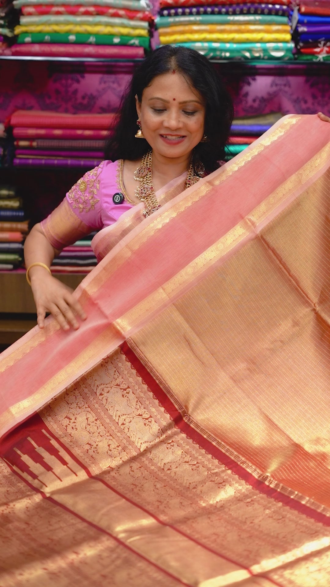 Dual Shade Of Pink -Royal Karaikudi Chettinad Tissue Silk Cotton Saree