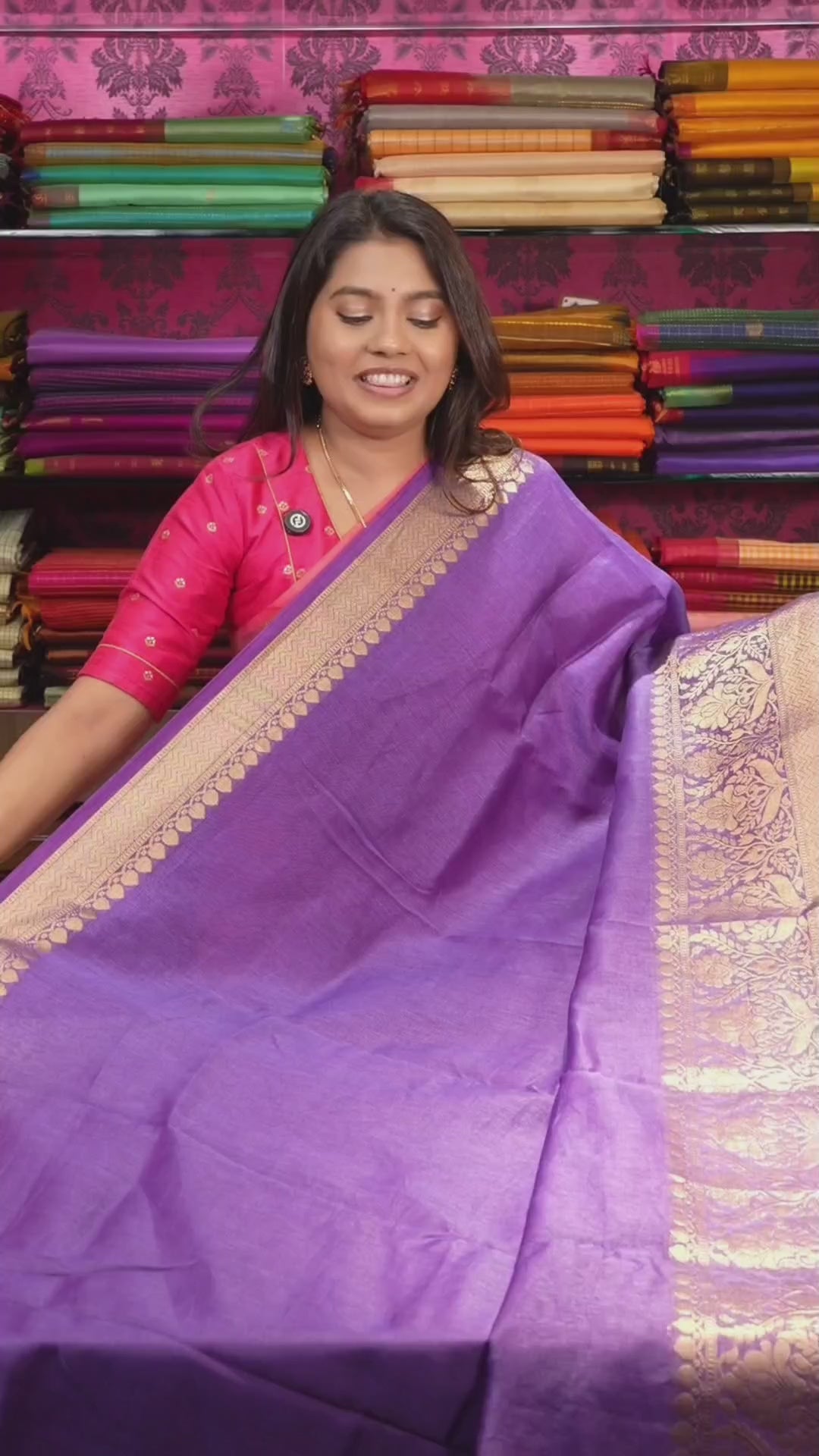 Dark Indigo Banarasi Linen Saree