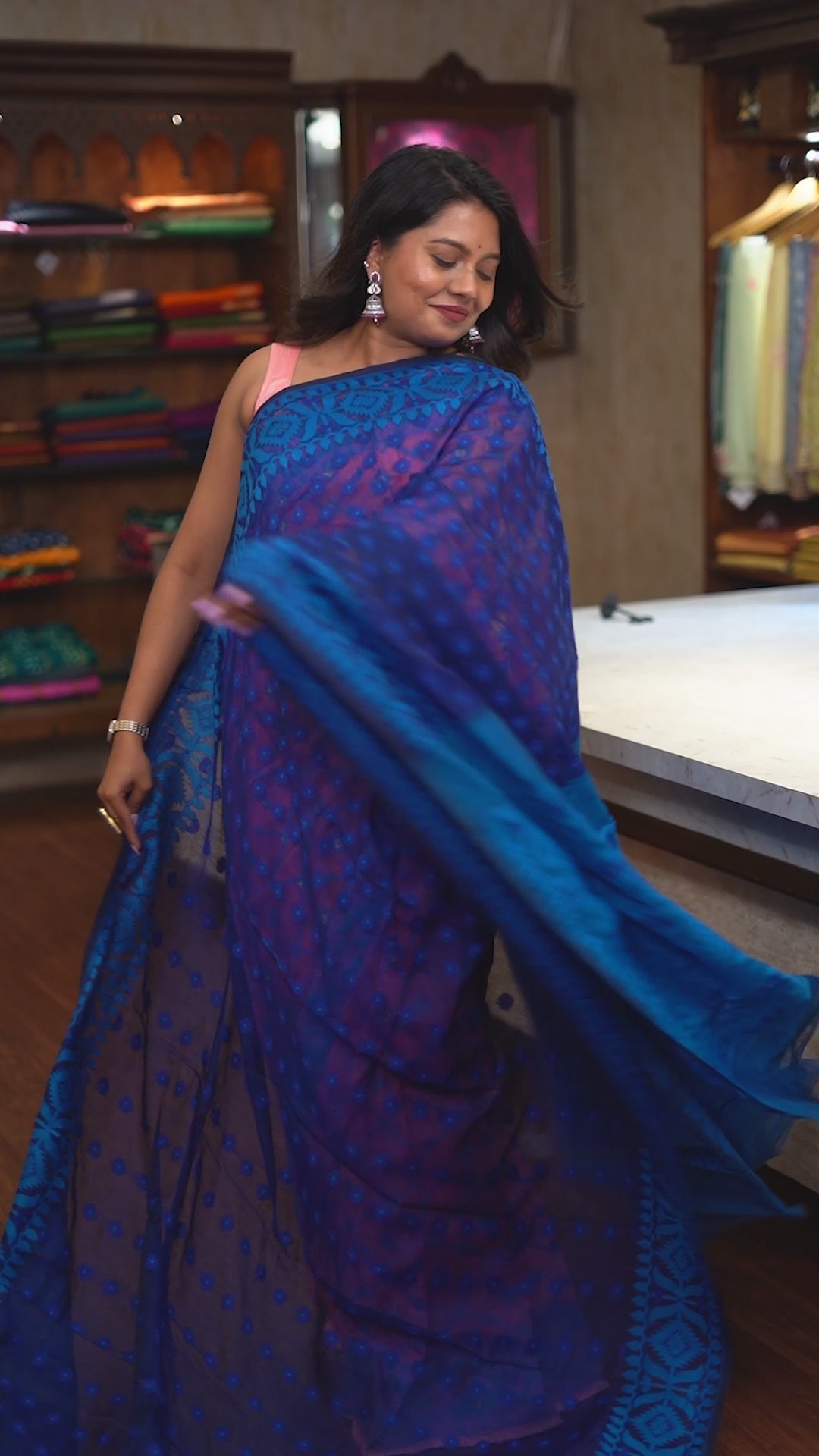 BLUE ORCHID JAMDANI COTTON SAREE