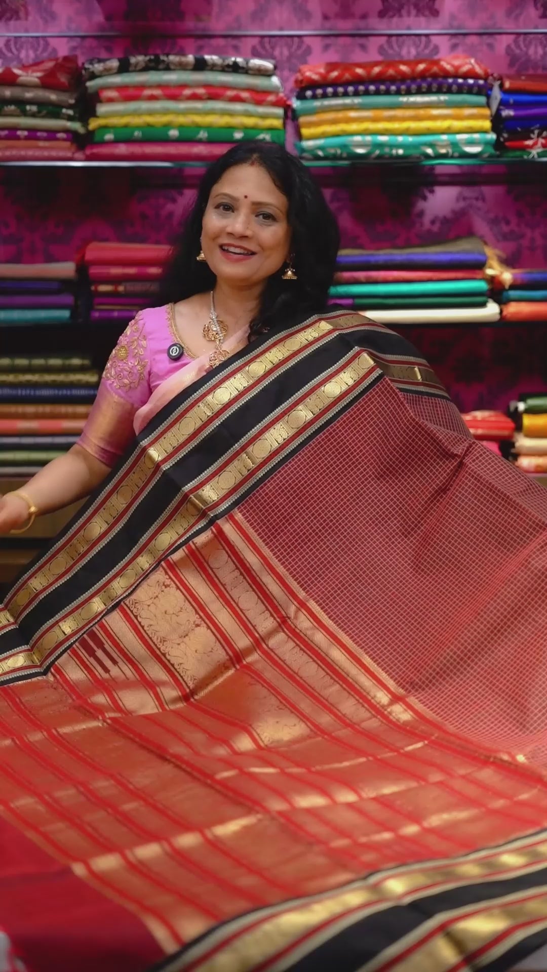 Maroon With Black -Karaikudi Chettinad Silk Cotton Saree