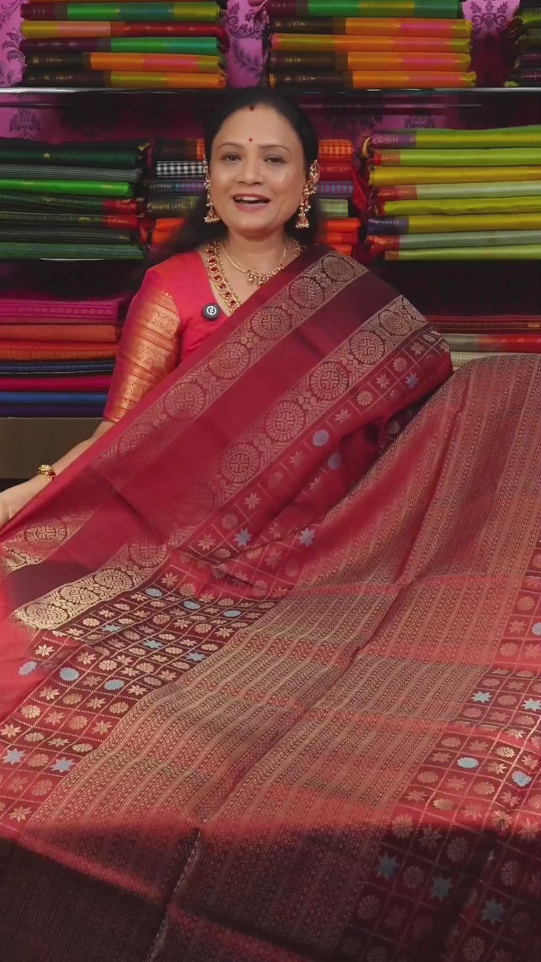 Maroon Athangudi Inspired Pure Soft Silk Saree