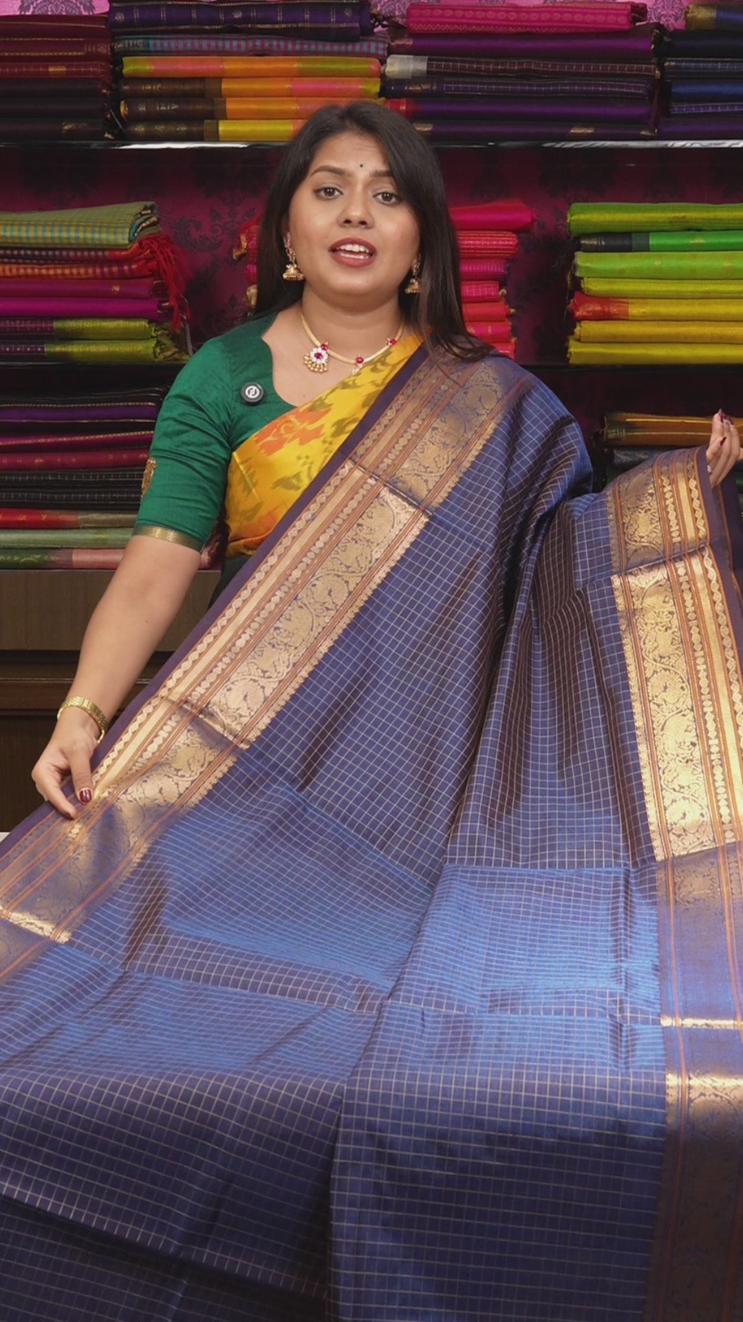 Navy Blue Chettinad Silk Cotton Saree