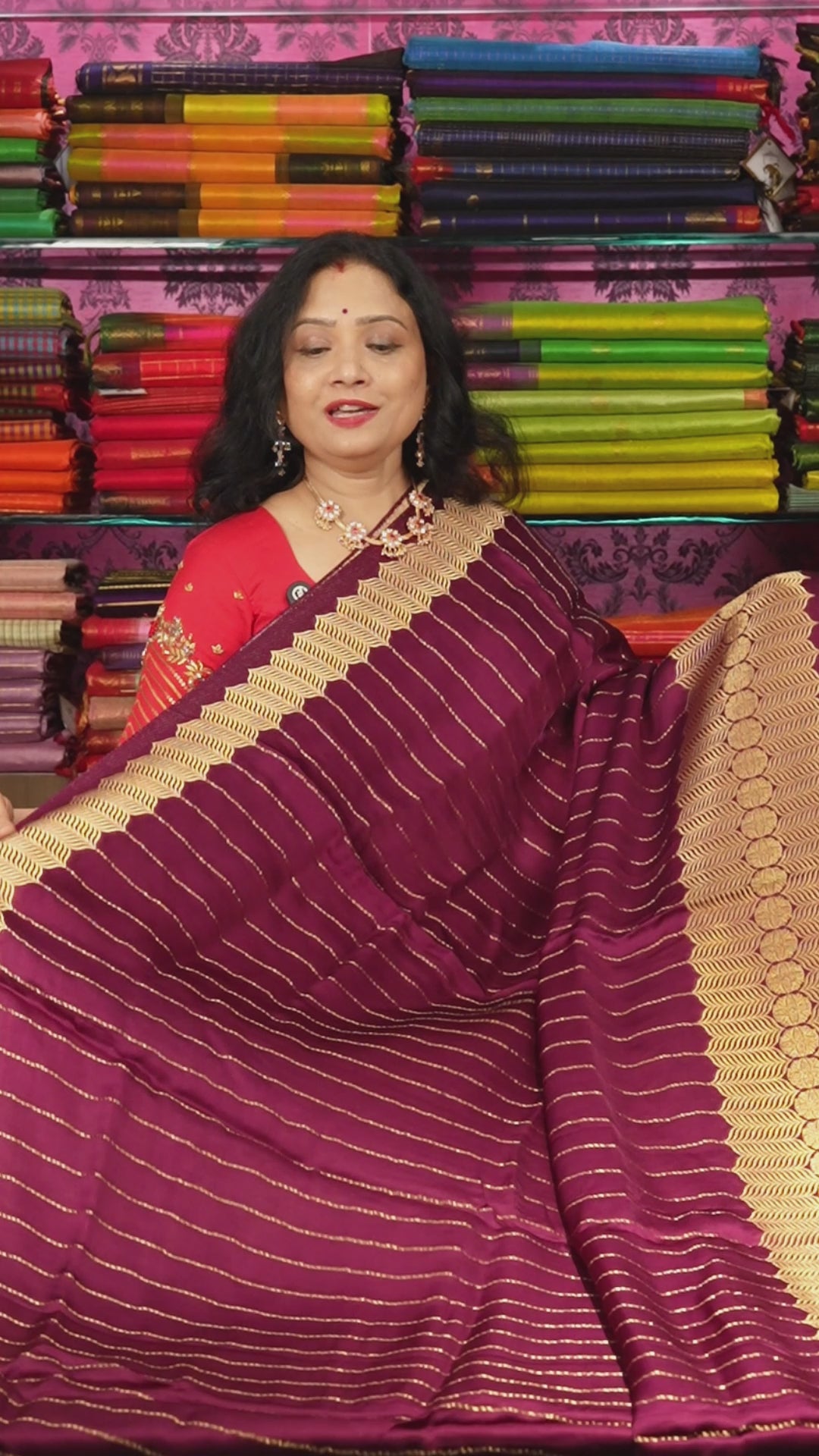Purple Banarasi Satin Silk Saree