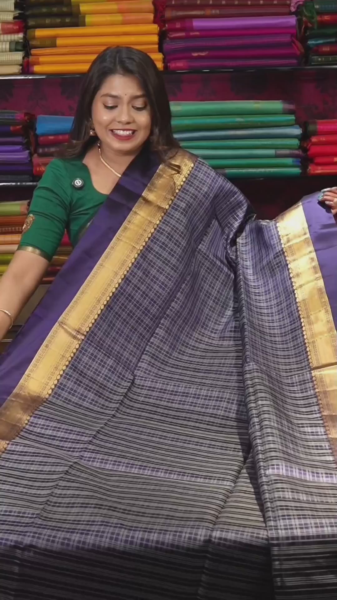 Dark Navy Blue With Grey Pure Pure Soft Silk Saree