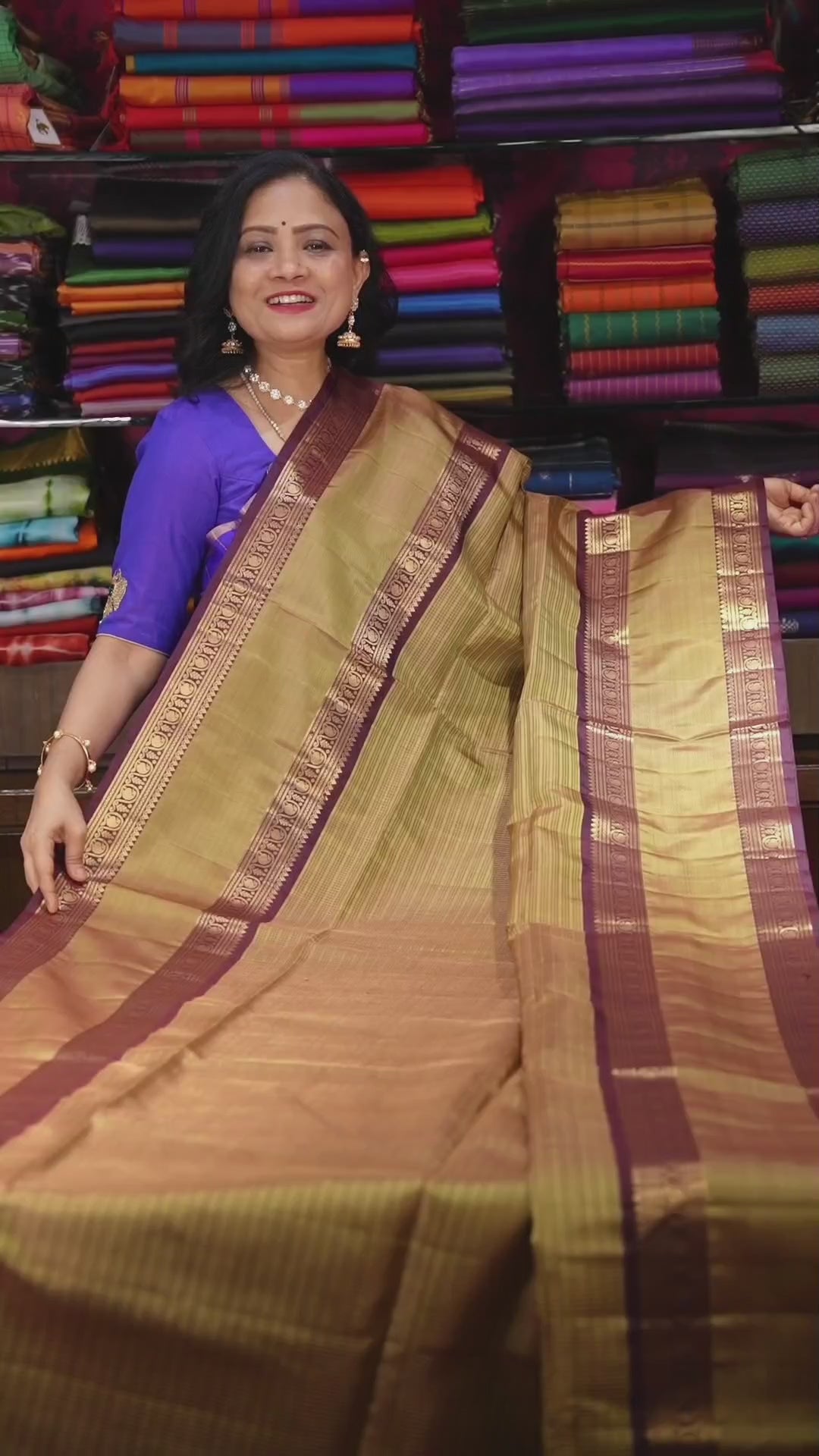 Mustard With Coffee Brown Rettapet Border Payadi Pure Soft Silk Saree