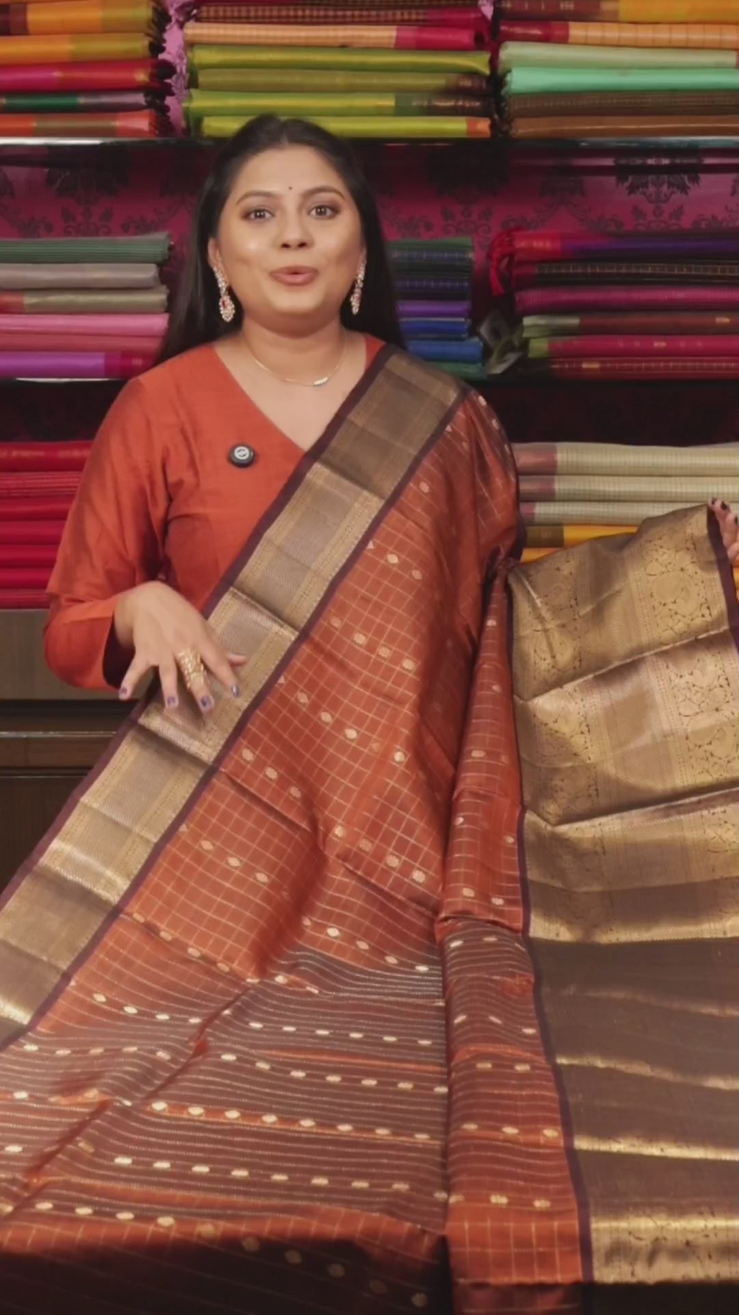 Rust Orange With Cocoa Bean Budget Kanchivaram Silk Saree