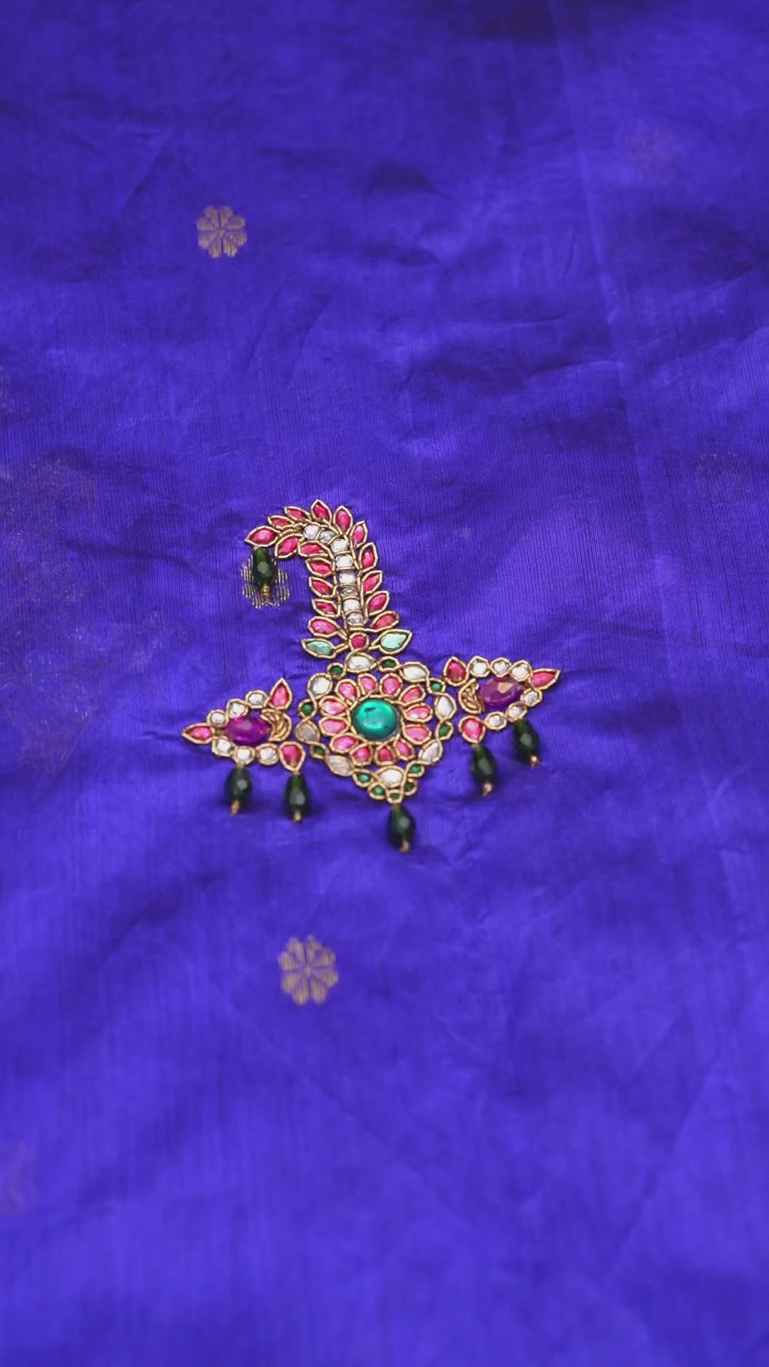 Blue Sarpech Designer Pure Chanderi Silk Saree