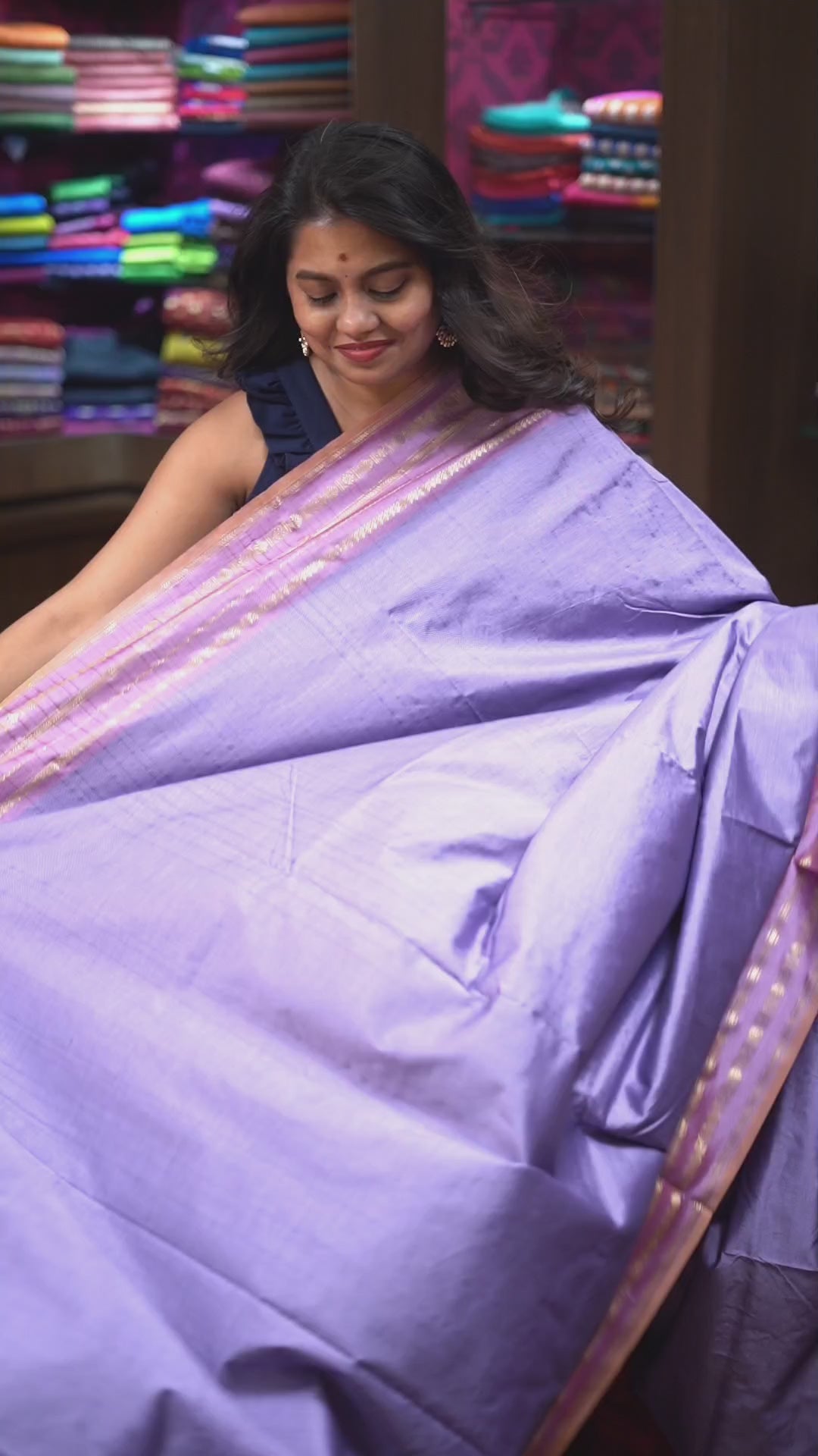 Lavender Purple Semi Silk Cotton Saree