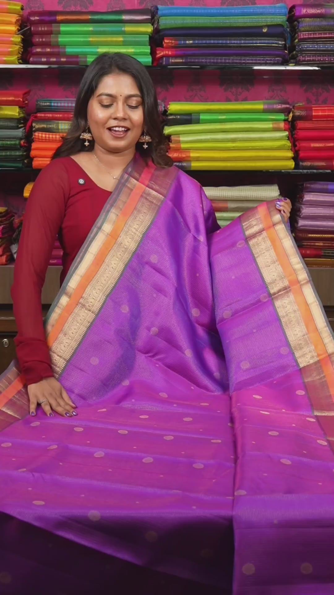 Purple With Green Pure Kanchivaram Silk Saree