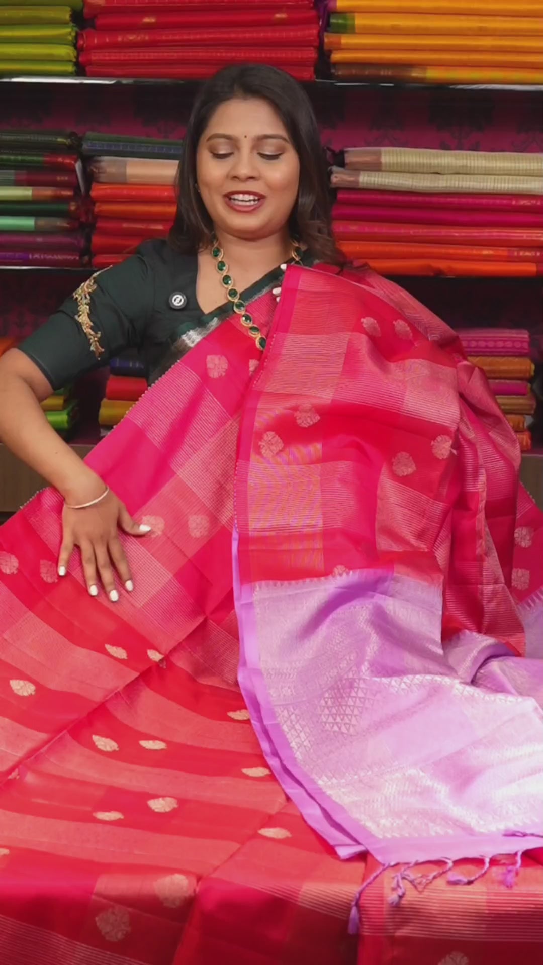 Fuchisa Pink Vairaoosi Kattam Pure Soft Silk Saree