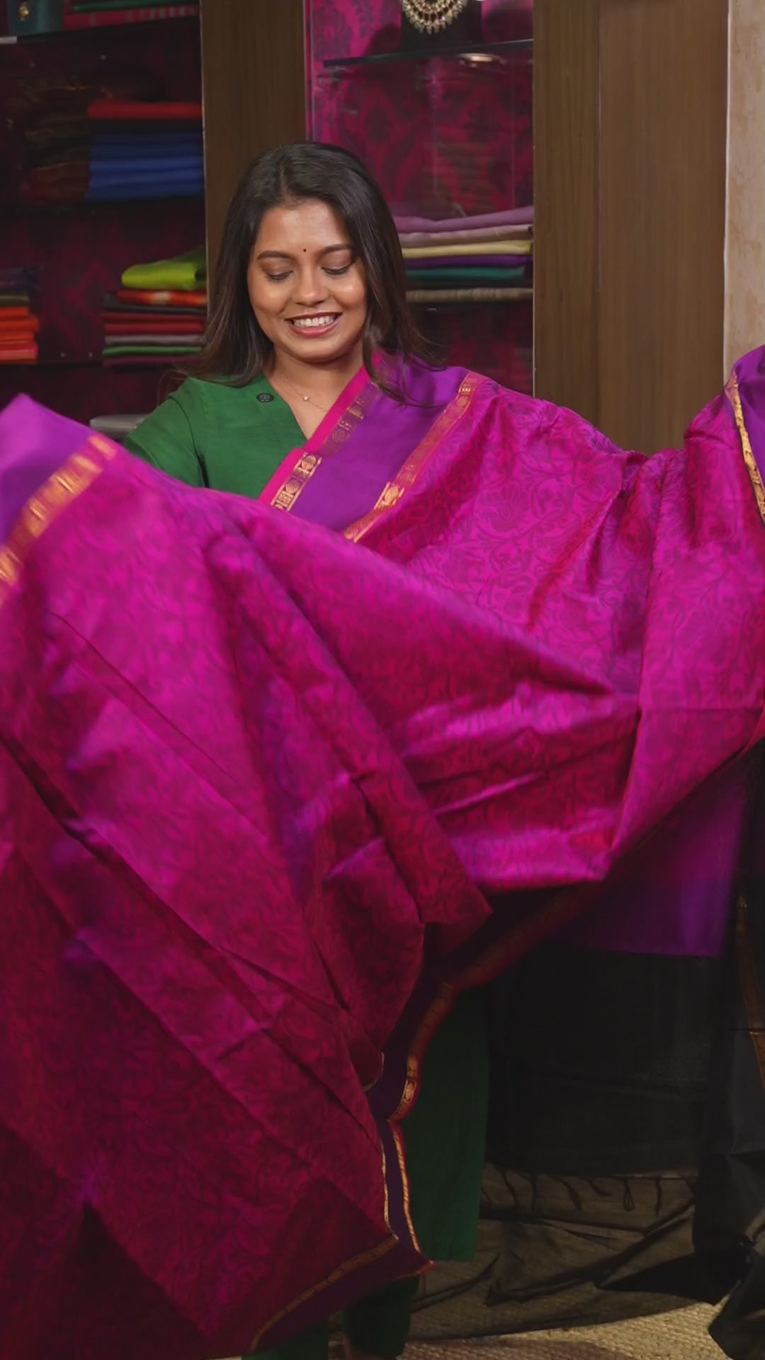 Pink Vanasingaram With Purple Budget Silk Cotton Saree