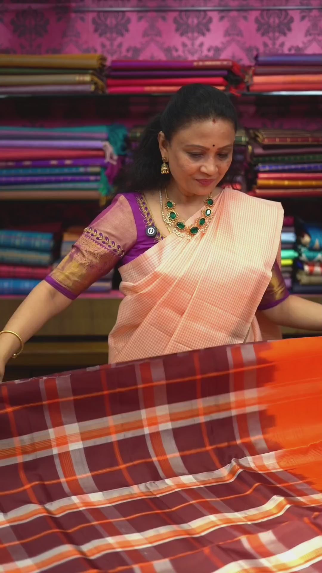 Maroon With Orange Pure Soft Silk Saree