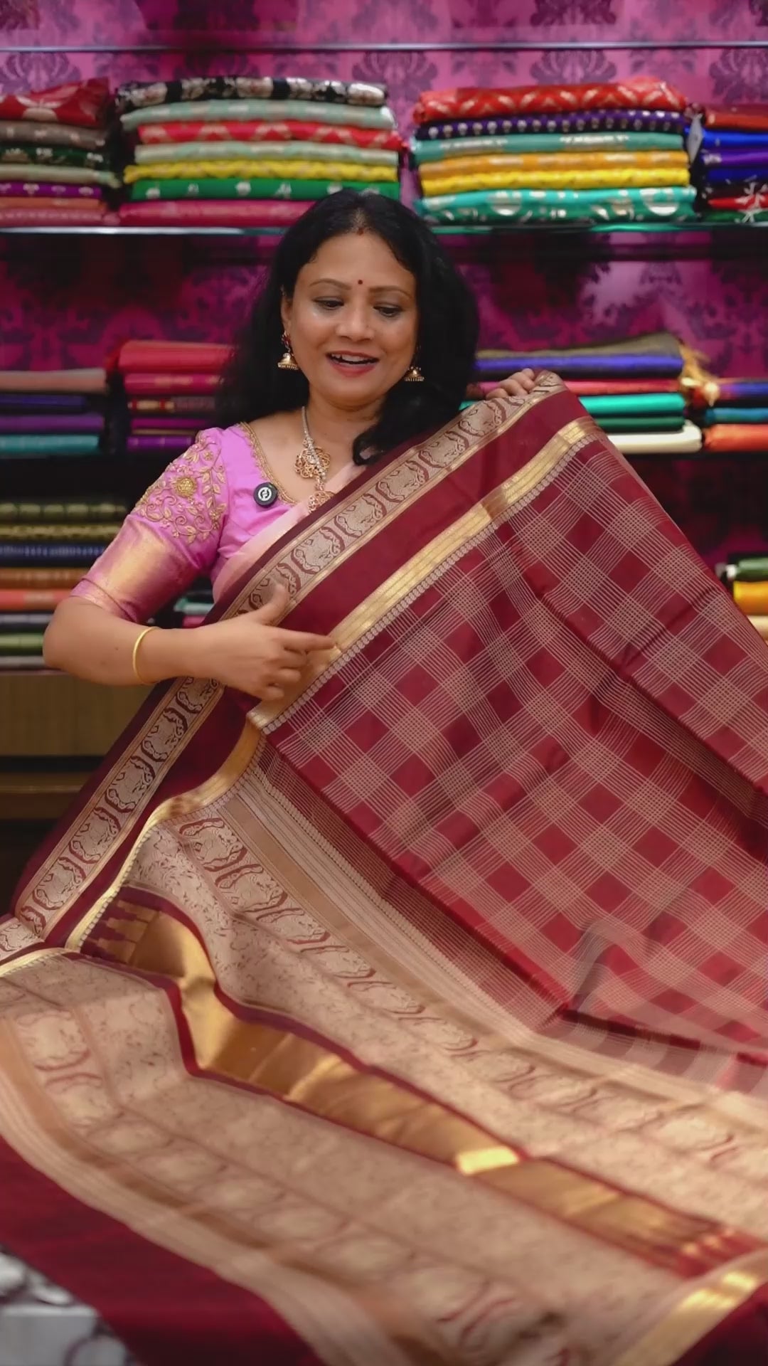 Burgundy -Karaikudi Chettinad Silk Cotton Saree
