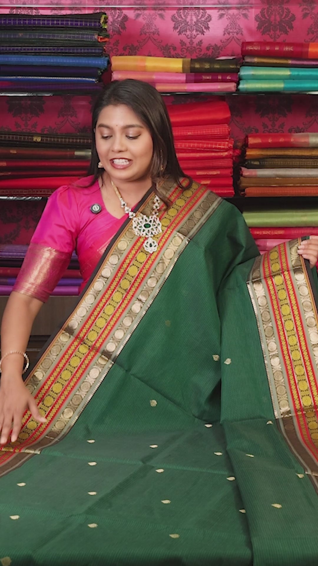 Emerald Green Chettinad Silk Cotton Saree