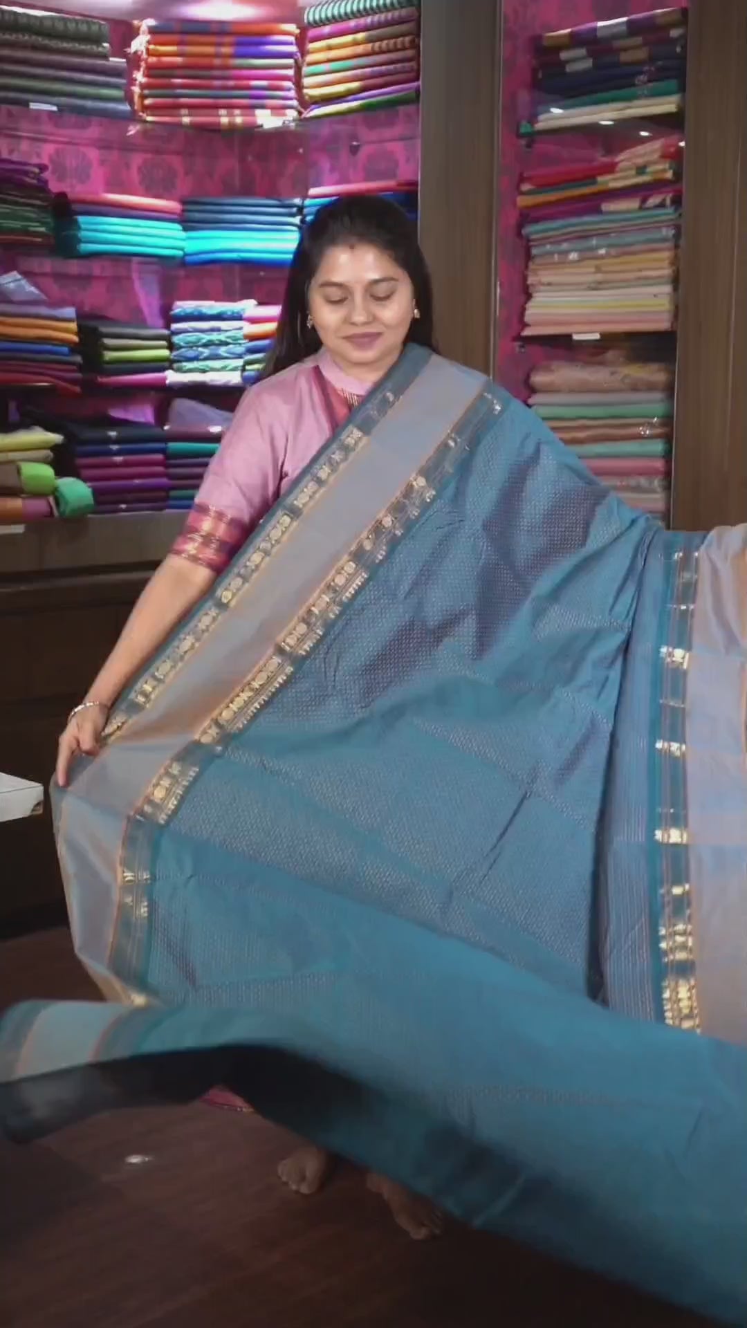 Peacock Blue Budget Silk Cotton Saree