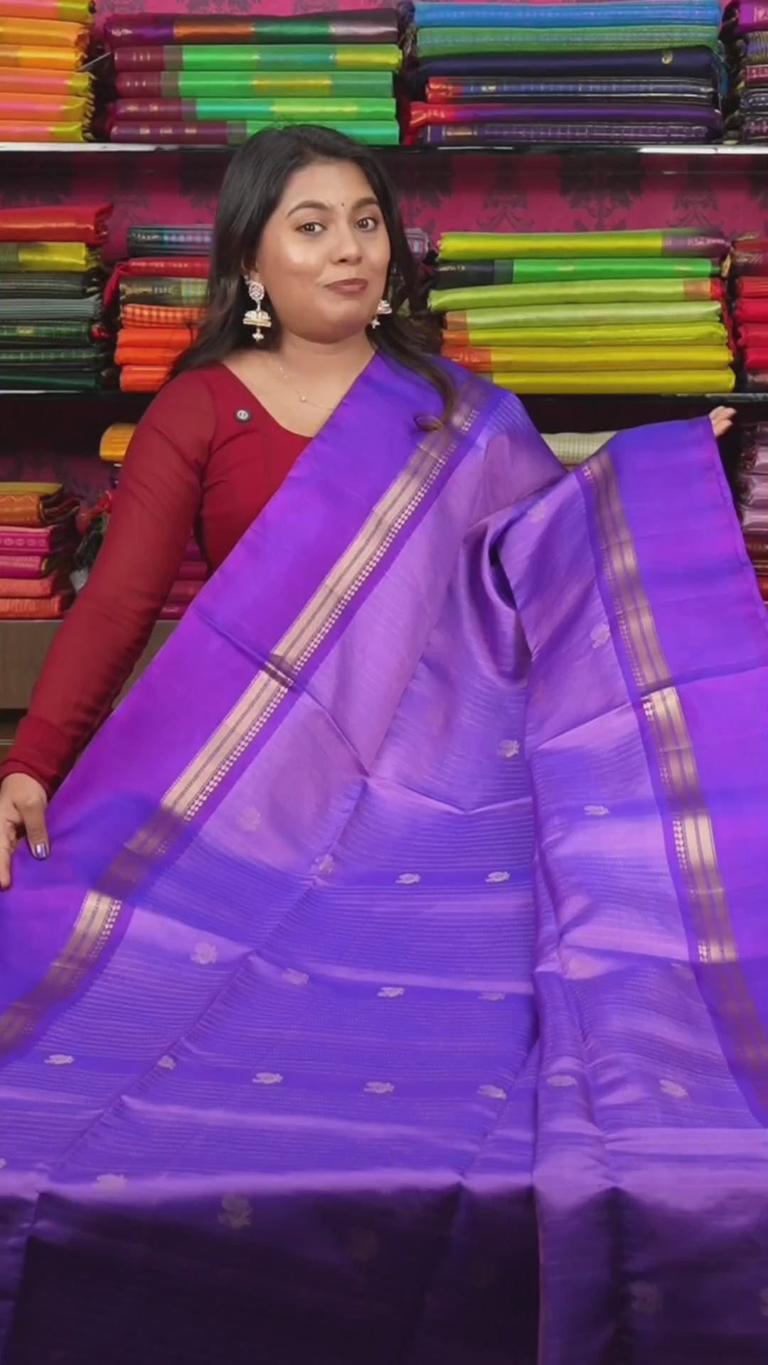 Lavender With Violet Pure Soft Silk Saree