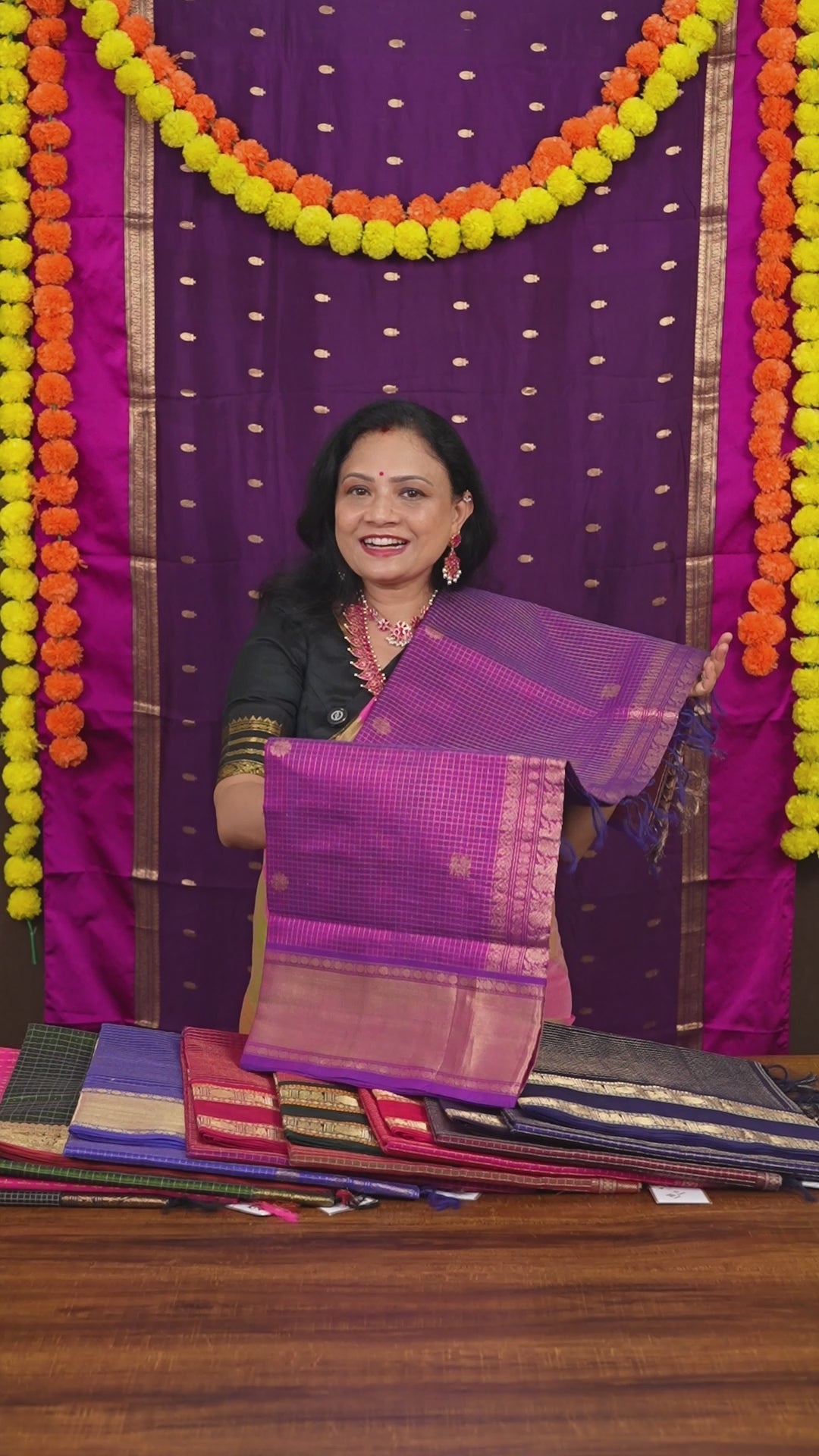 Vadamalli Purple Chettinad Silk Cotton Saree